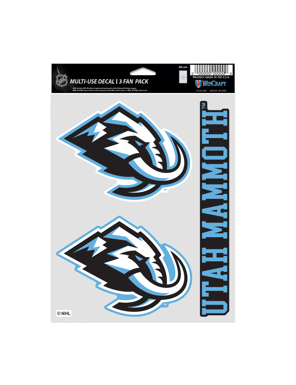 Wincraft Accessories Utah Mammoth Wincraft NHL Team 3 Piece 5” x 7” Decal Set