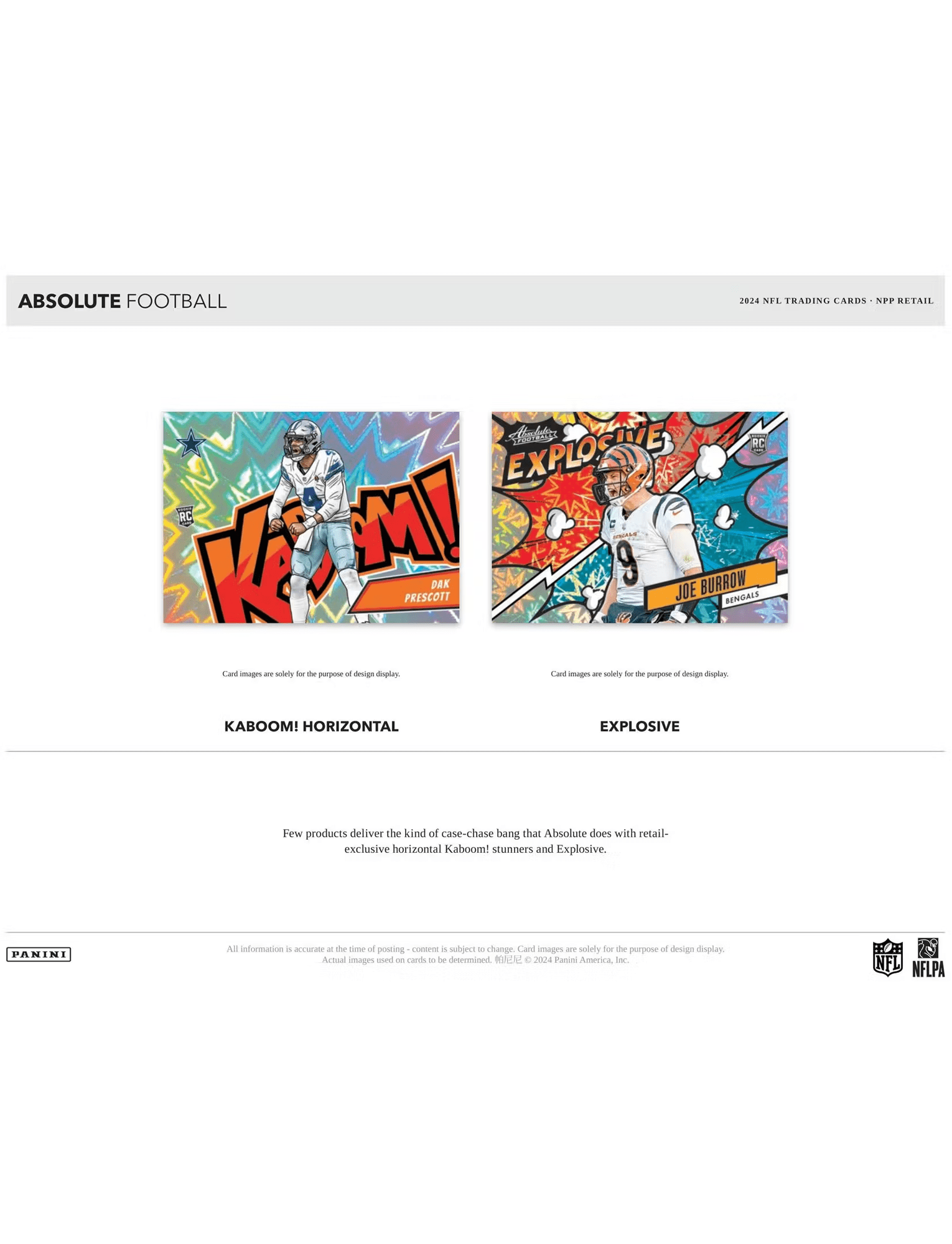 Panini Cards 2024 Panini NFL Absolute Football Trading Card Value Fat Pack
