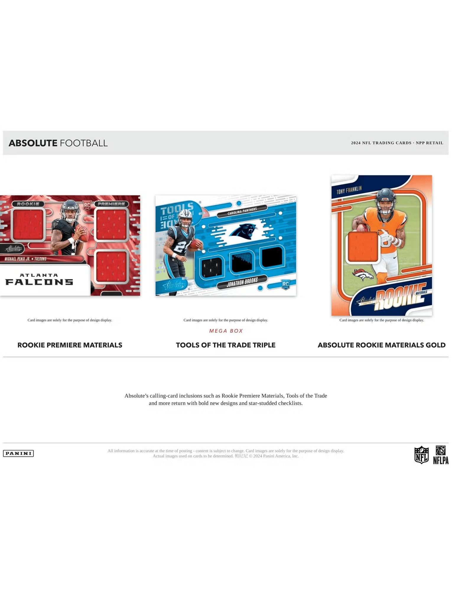 Panini Cards 2024 Panini NFL Absolute Football Trading Card Value Fat Pack