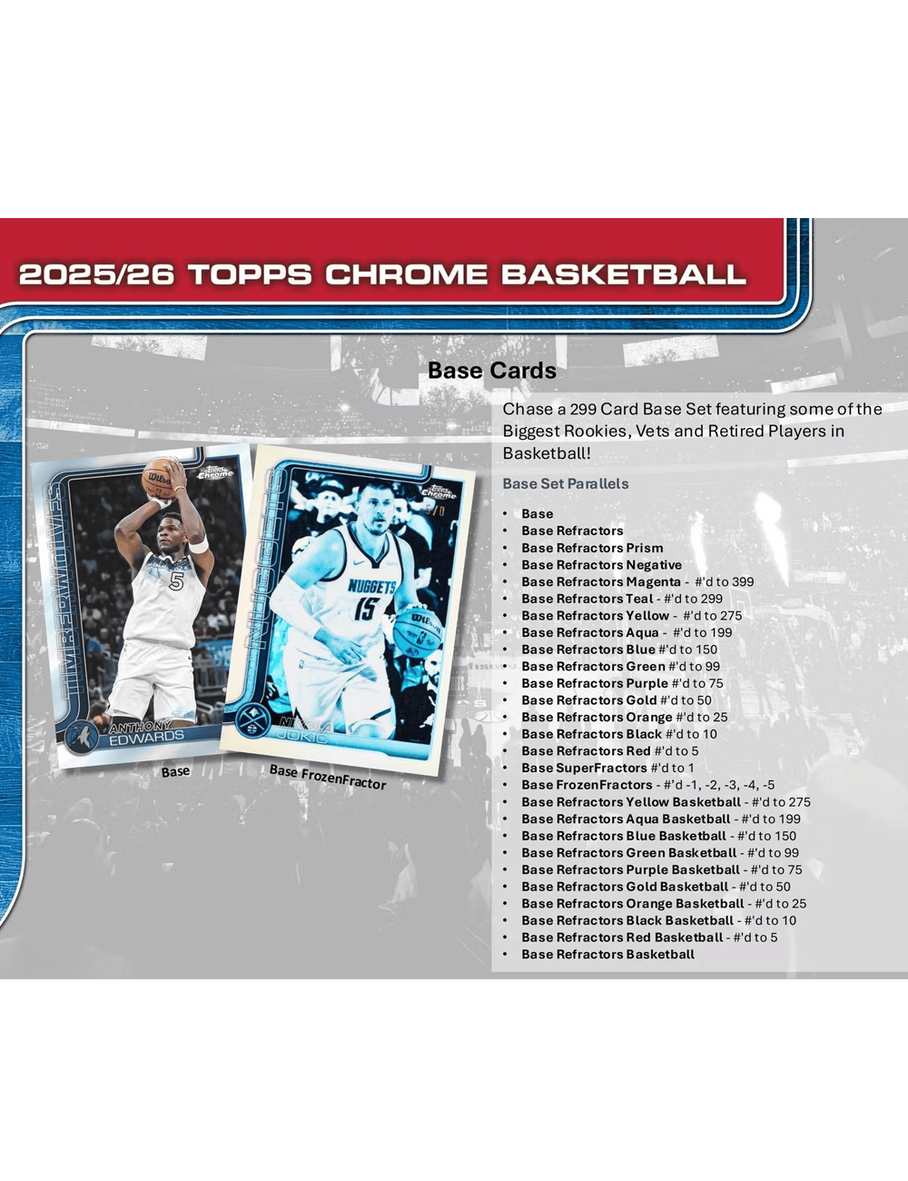 Topps Cards 2025-26 Topps Chrome NBA Basketball Trading Card Mega Box