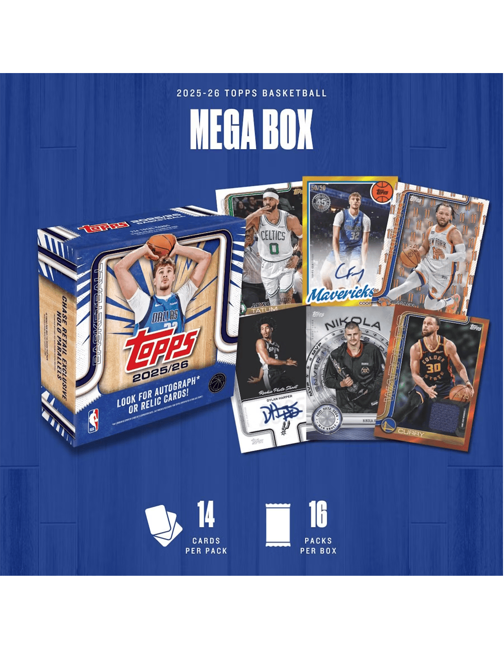 Topps Cards 2025-26 Topps NBA Basketball Flagship Trading Card Mega Box