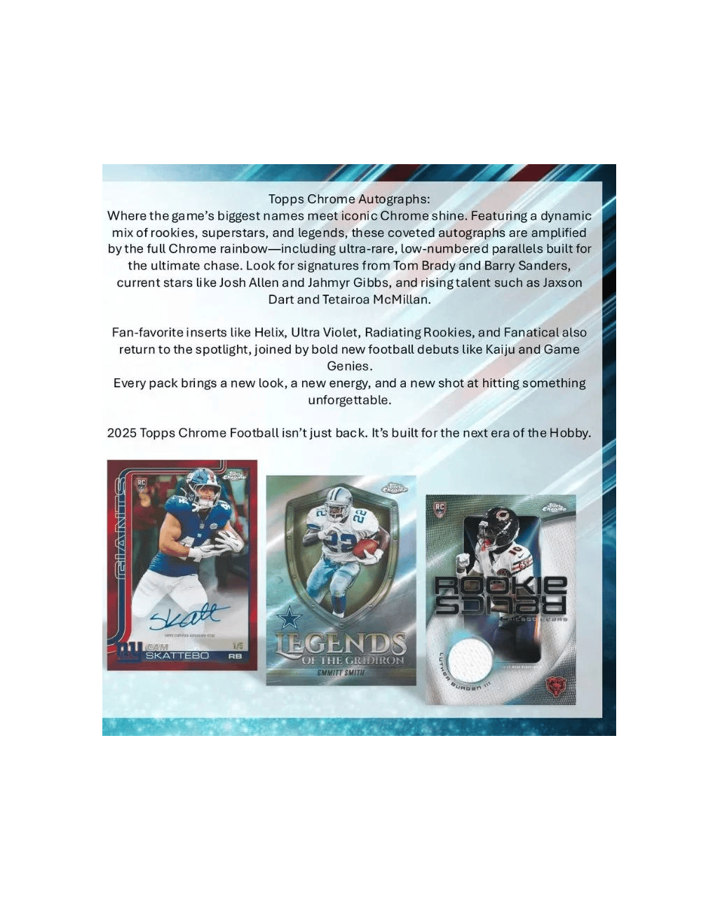 Topps Cards 2025 Topps NFL Chrome Football Trading Card Blaster Box