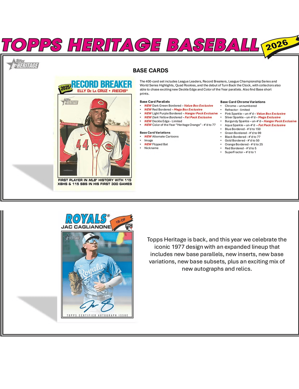 Topps Cards 2026 Topps MLB Heritage Baseball Trading Card Blaster Box