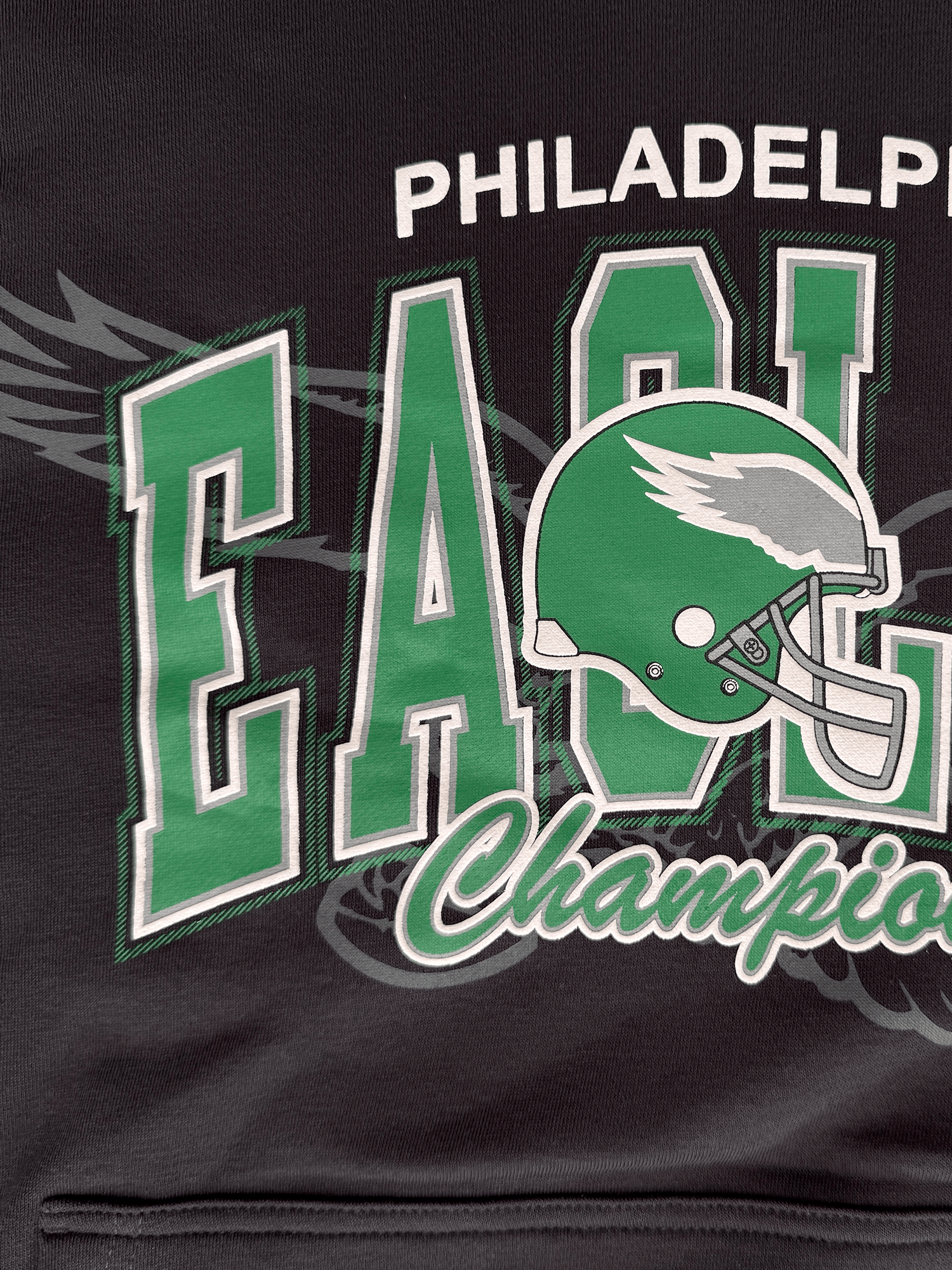 Philadelphia Eagles Mitchell & Ness NFL Arch Helmet Vintage Hoodie - Washed Black