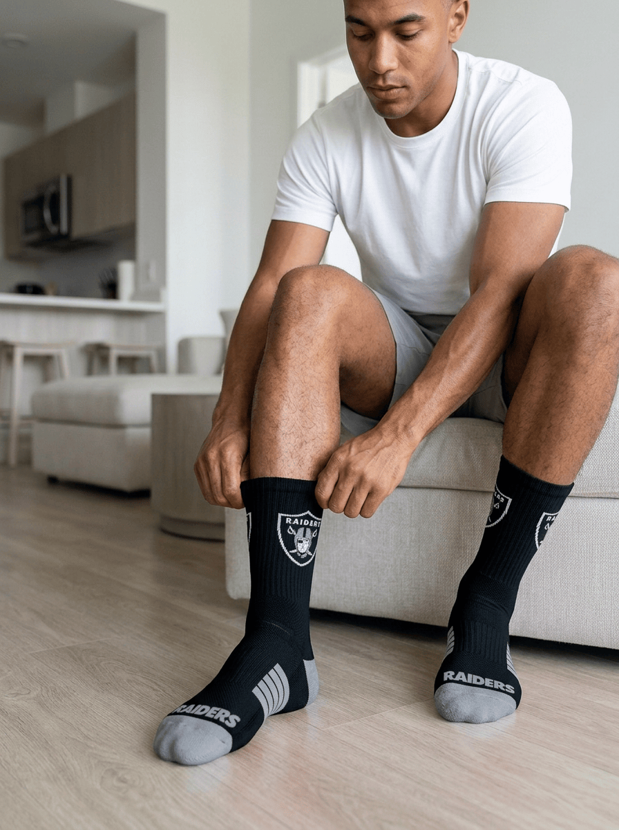 Las Vegas Raiders Strideline NFL Team Premier Flex-Stretch Crew Socks - Black