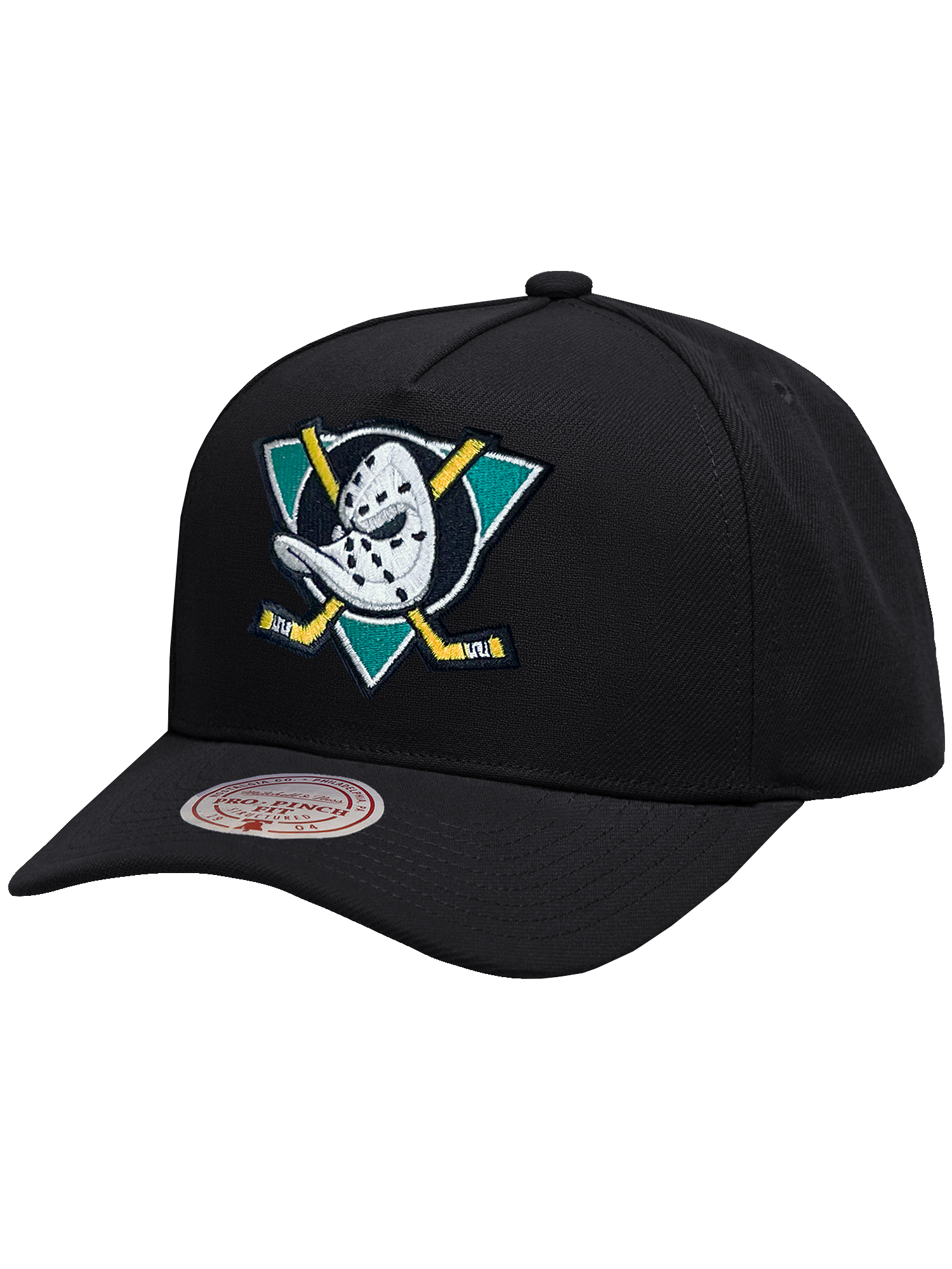Mitchell And Ness Caps Anaheim Mighty Ducks Mitchell & Ness NHL Team Pro Pinch Snapback Hat - Black