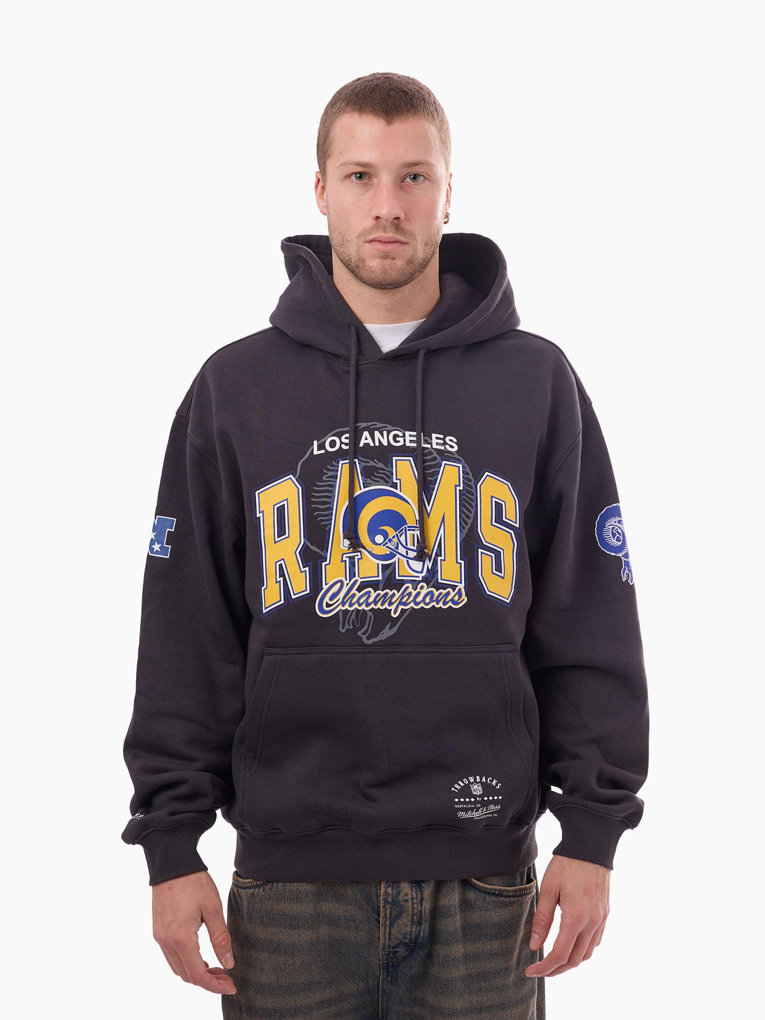 Los Angeles Rams Mitchell & Ness NFL Arch Helmet Vintage Hoodie - Washed Black