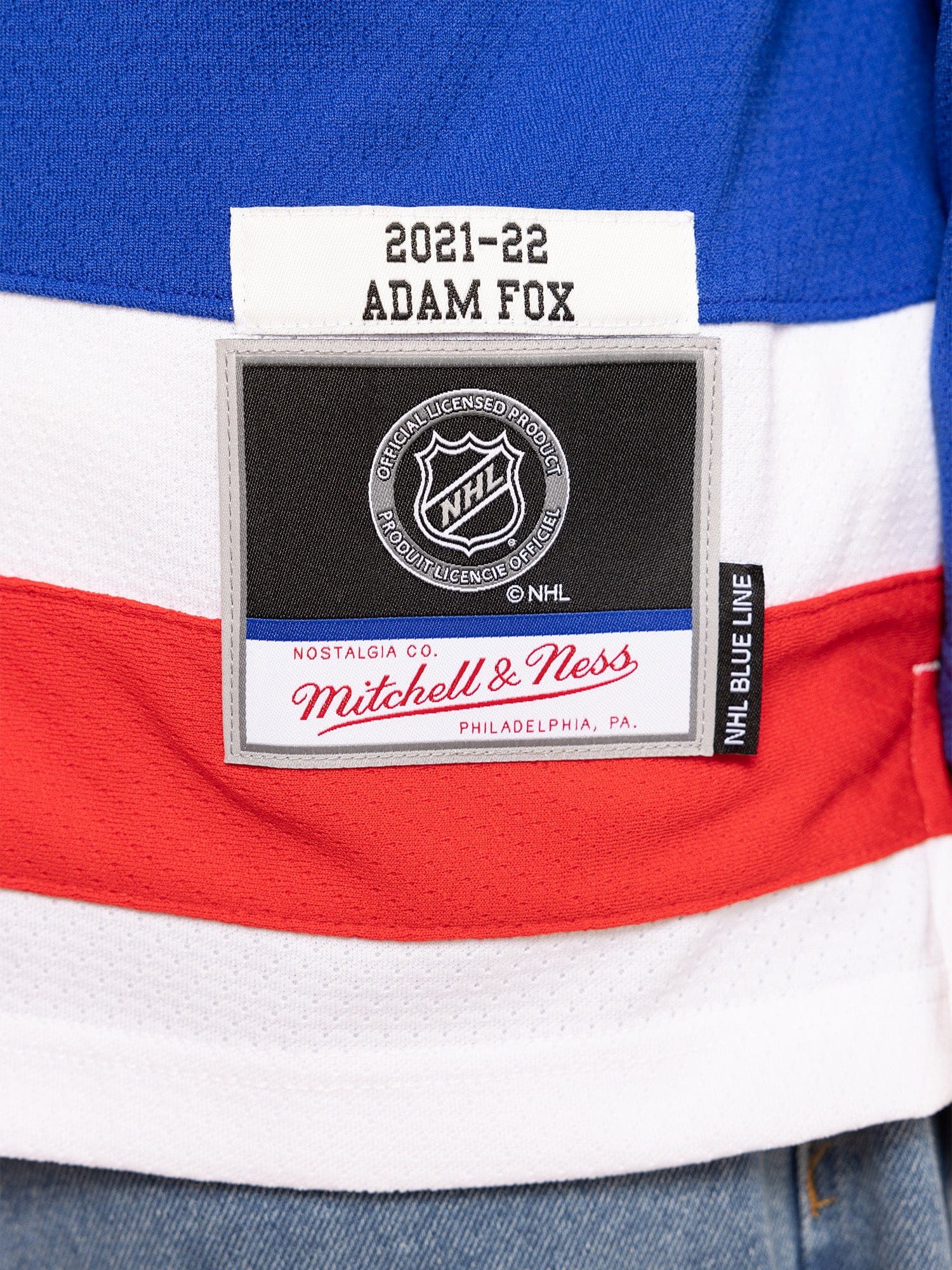 Mitchell And Ness Jerseys Adam Fox New York Rangers Mitchell & Ness NHL 21 Blue Line Jersey