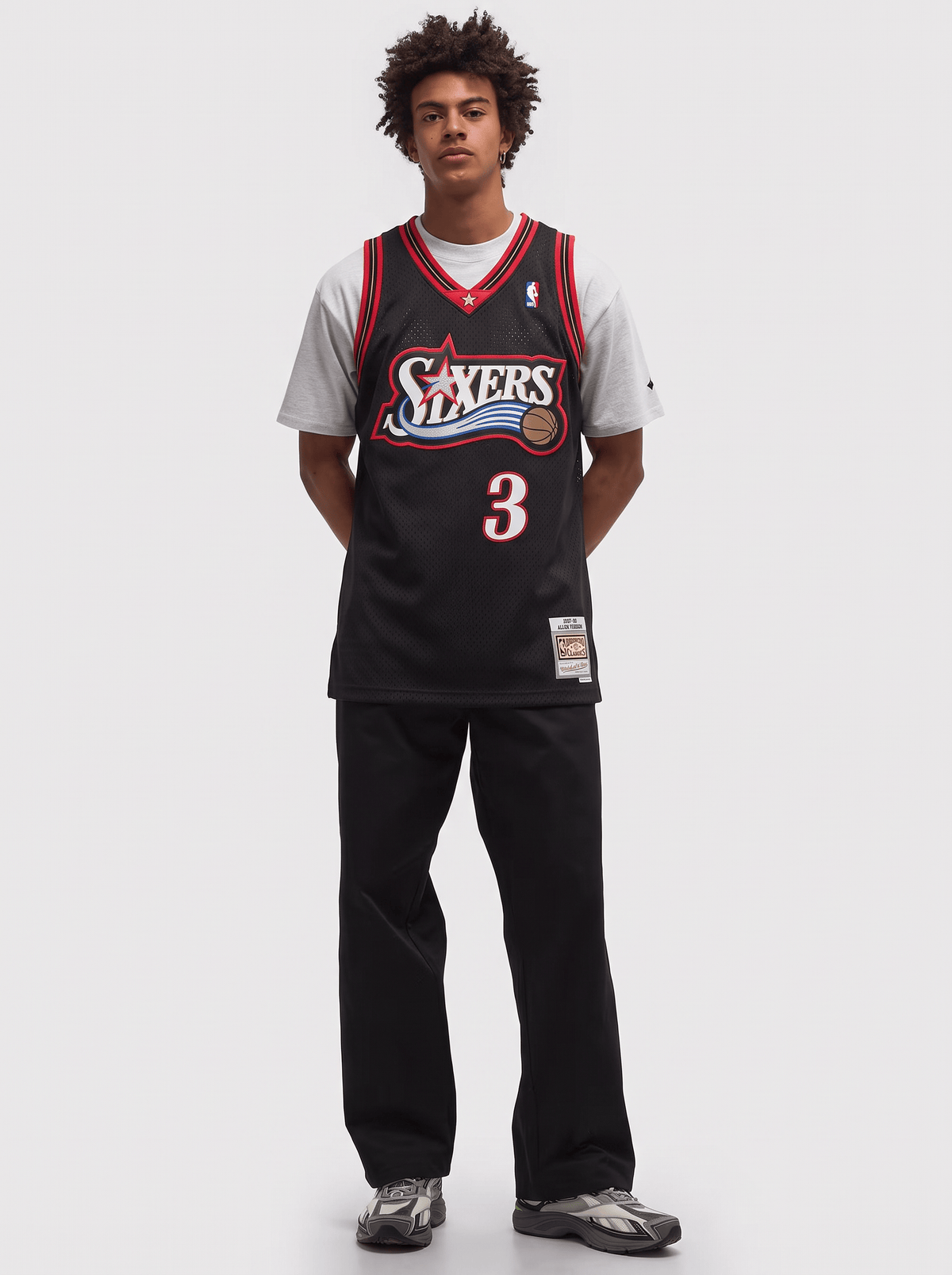 Mitchell And Ness Jerseys Allen Iverson Philadelphia 76ers Mitchell & Ness NBA 97-98 Road HWC Swingman Jersey - Black