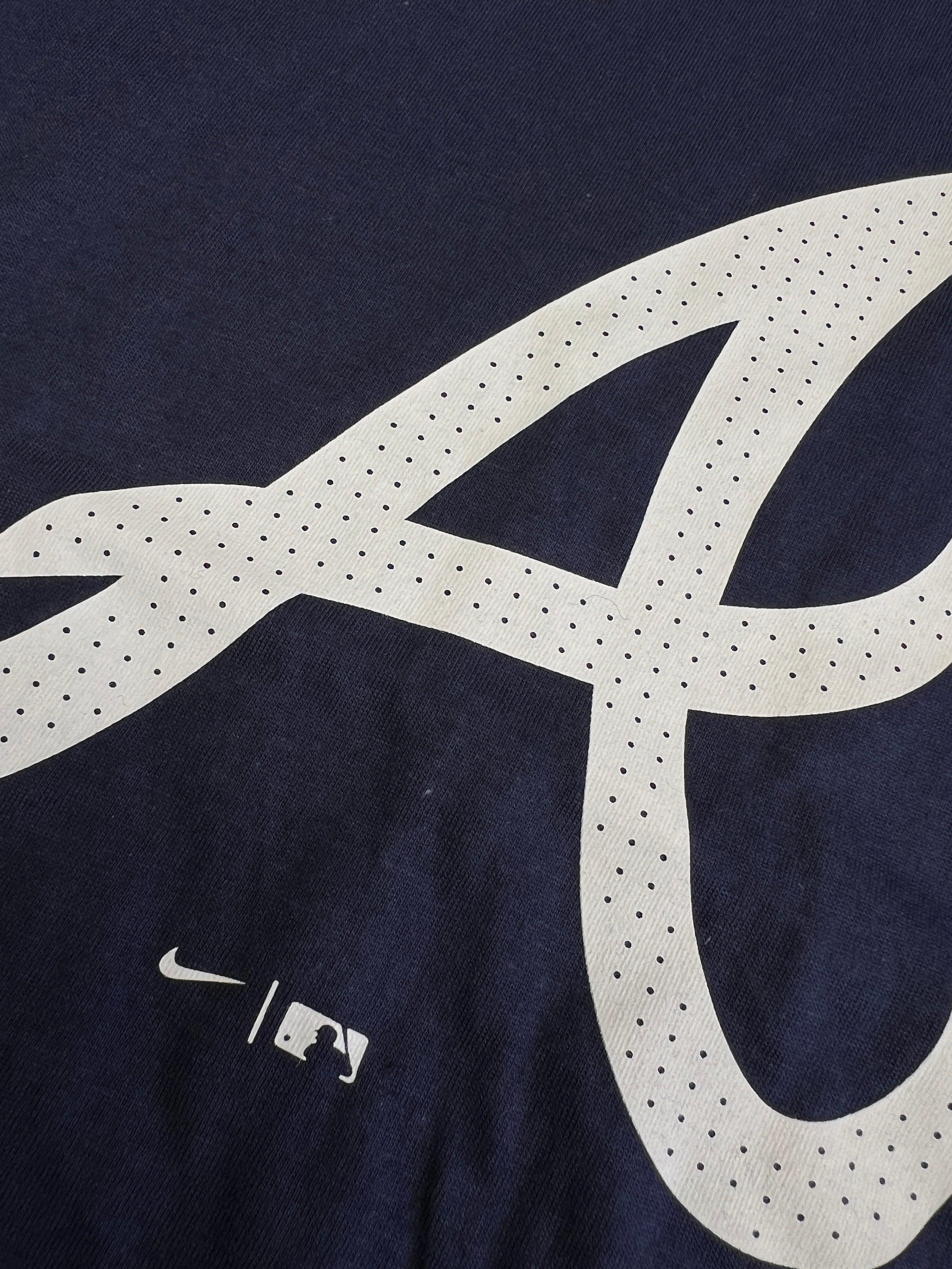 Nike T-Shirts Altanta Braves Nike MLB Fuse Large Logo T-Shirt - Navy