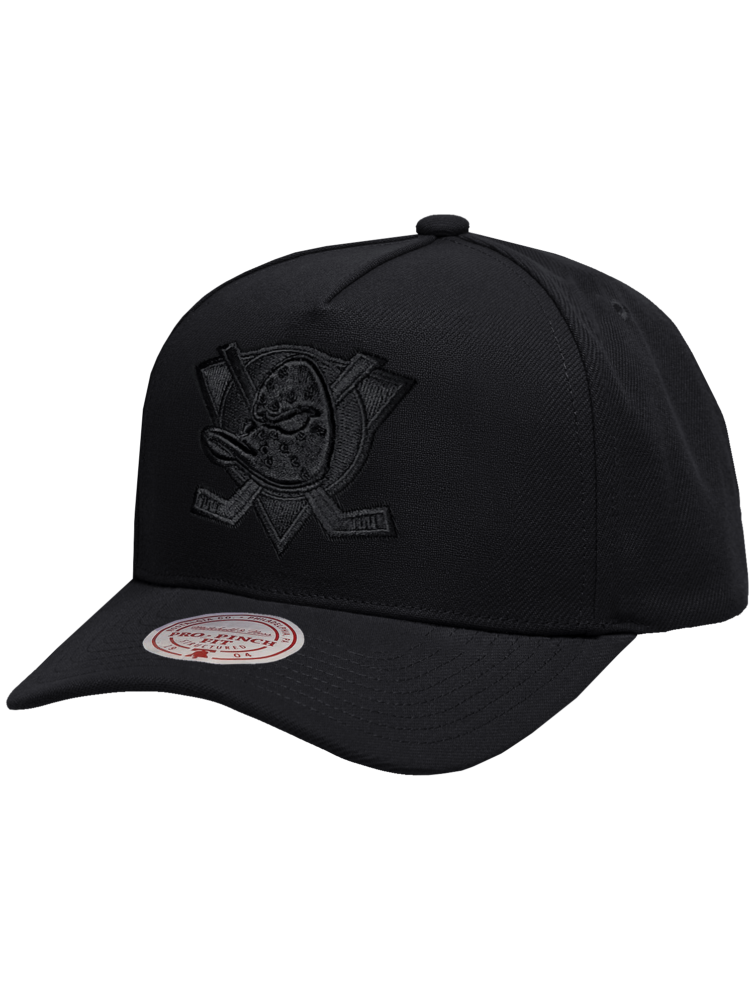 Mitchell And Ness Caps Anaheim Ducks Mitchell & Ness NHL Black On Black Pro Pinch Snapback Hat