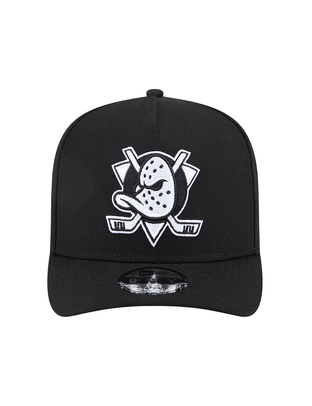 New Era Caps Anaheim Ducks New Era NHL Black White 9FIFTY Pre-Curved A-Frame Snapback Hat