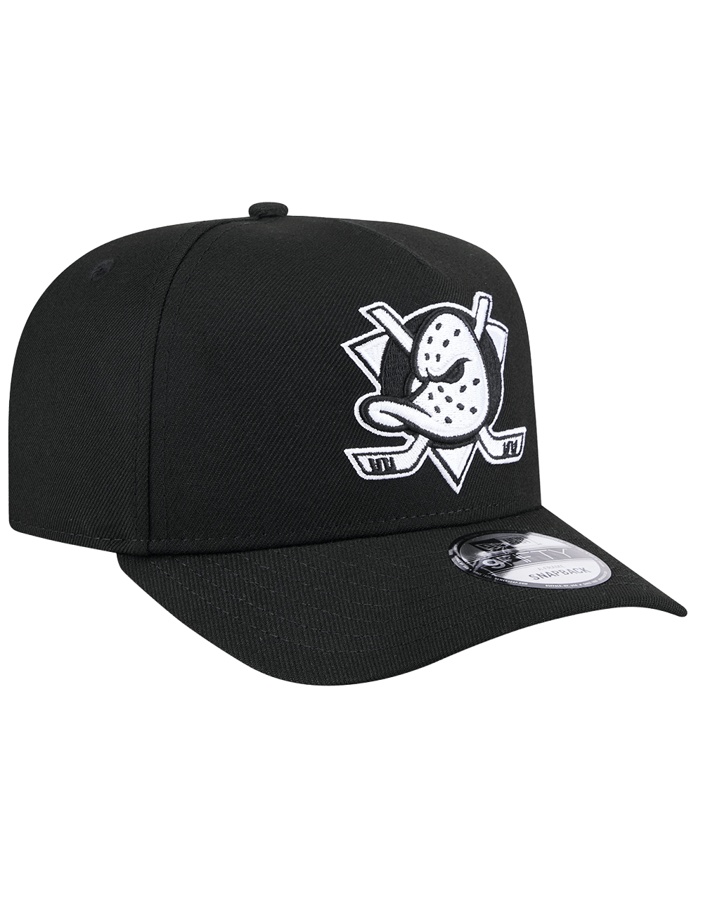 New Era Caps Anaheim Ducks New Era NHL Black White 9FIFTY Pre-Curved A-Frame Snapback Hat