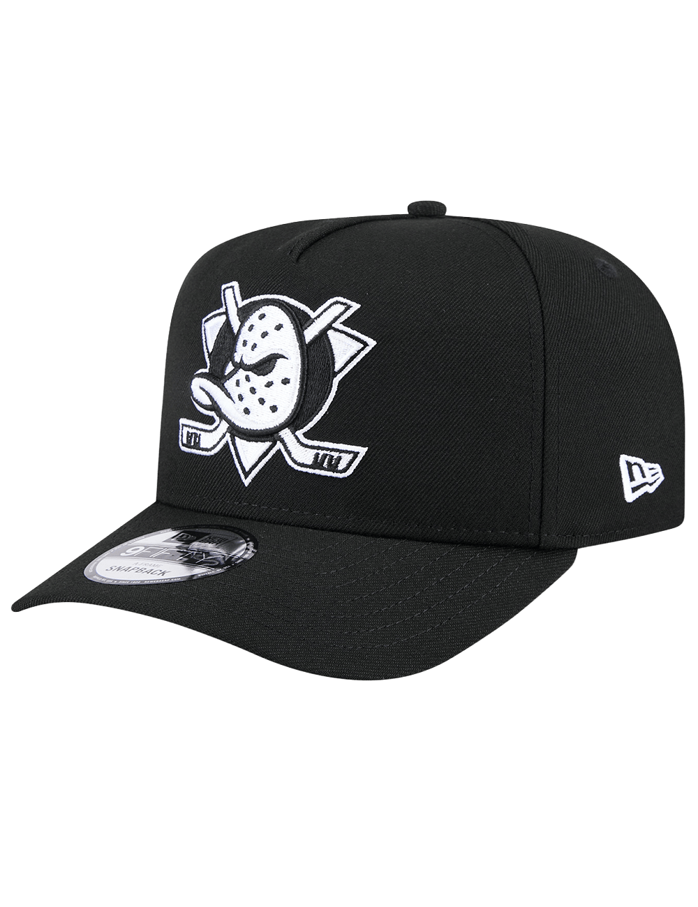 New Era Caps Anaheim Ducks New Era NHL Black White 9FIFTY Pre-Curved A-Frame Snapback Hat