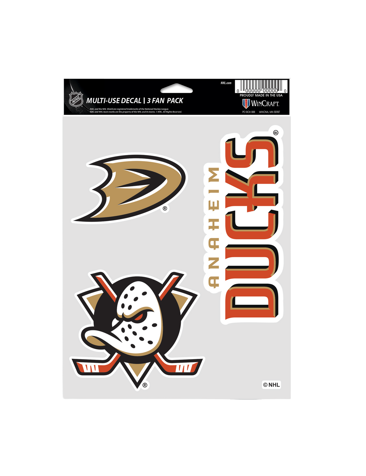 Wincraft Accessories Anaheim Ducks Wincraft NHL Team 3 Piece 5” x 7” Decal Set