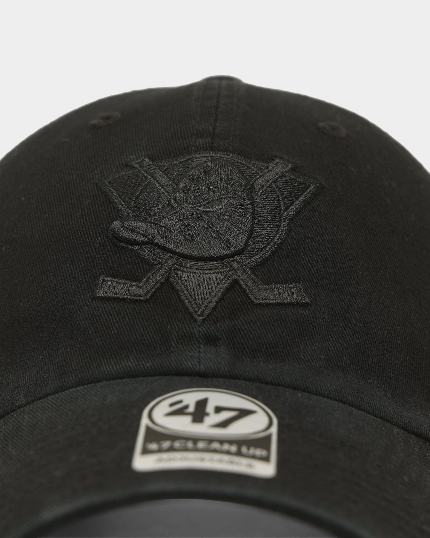 47 Brand Caps Anaheim Mighty Ducks '47 NHL Black On Black Clean Up Strapback Hat