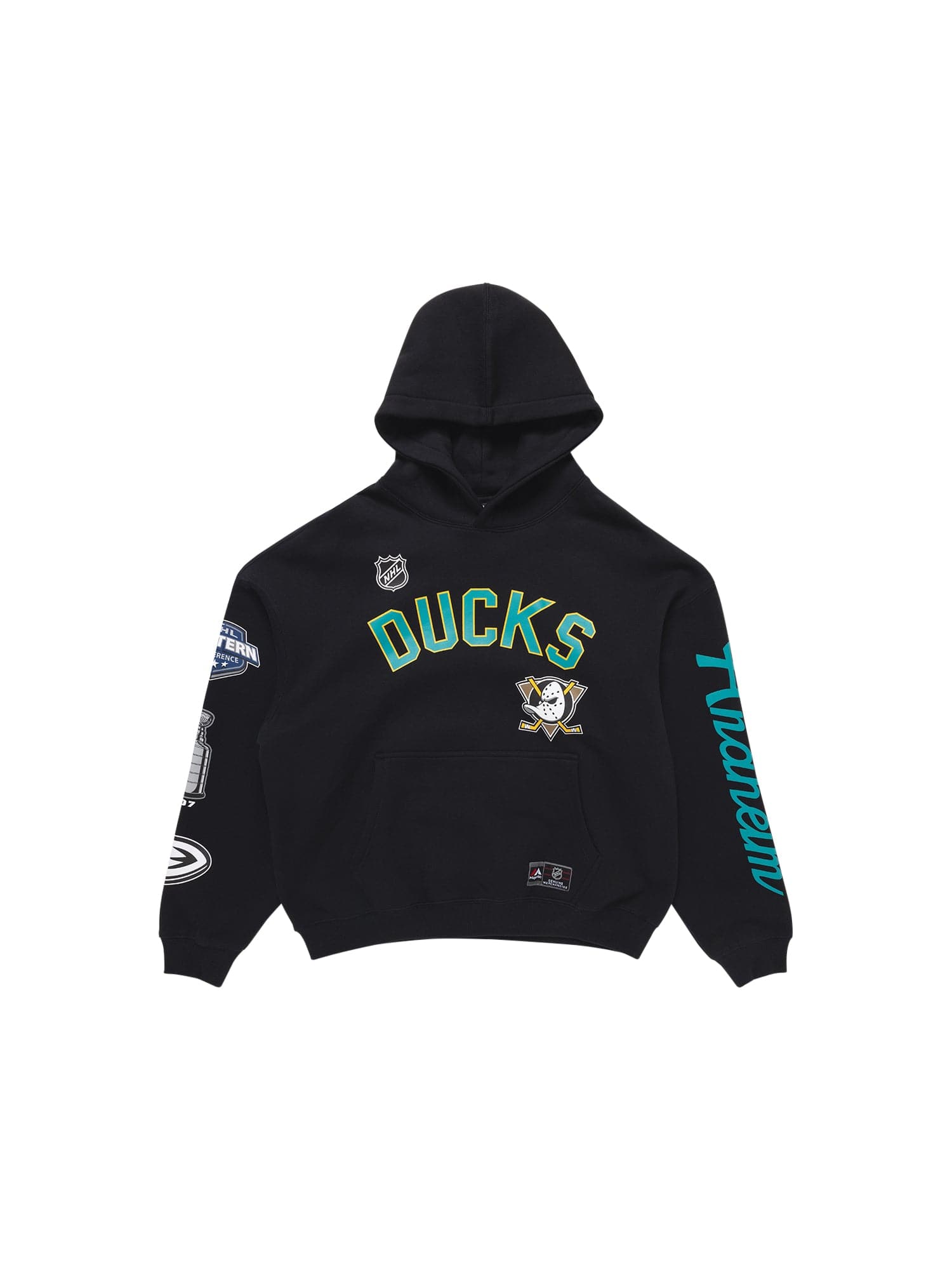 Majestic Athletic Jumpers Anaheim Mighty Ducks Majestic NHL Wordmark Vintage Hoodie Jumper - Faded Black
