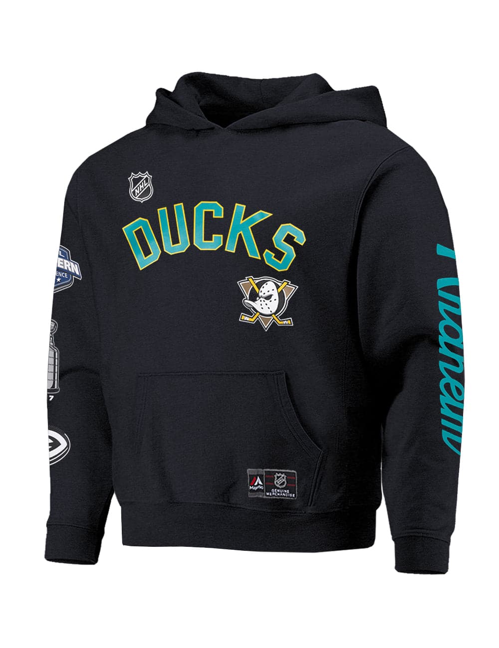 Majestic Athletic Jumpers Anaheim Mighty Ducks Majestic NHL Wordmark Vintage Hoodie Jumper - Faded Black
