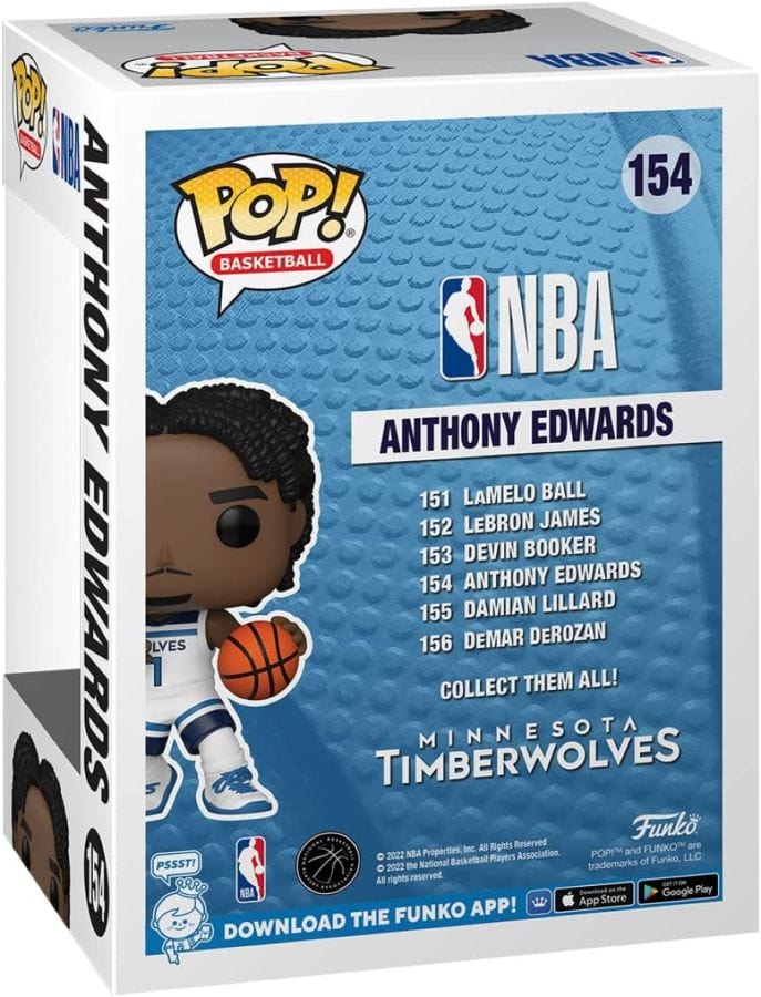 Funko Figures Anthony Edwards Minnesota Timberwolves Funko NBA 154 Pop Vinyl Figure