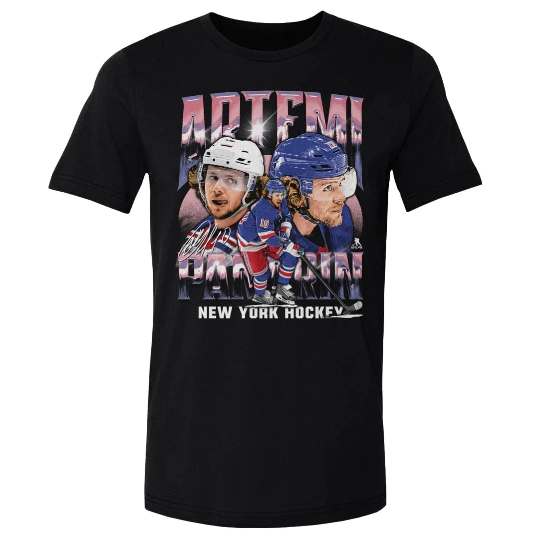 500 Level T-Shirts Artemi Panarin New York Rangers 500 Level NHL Vintage Player T-Shirt - Black