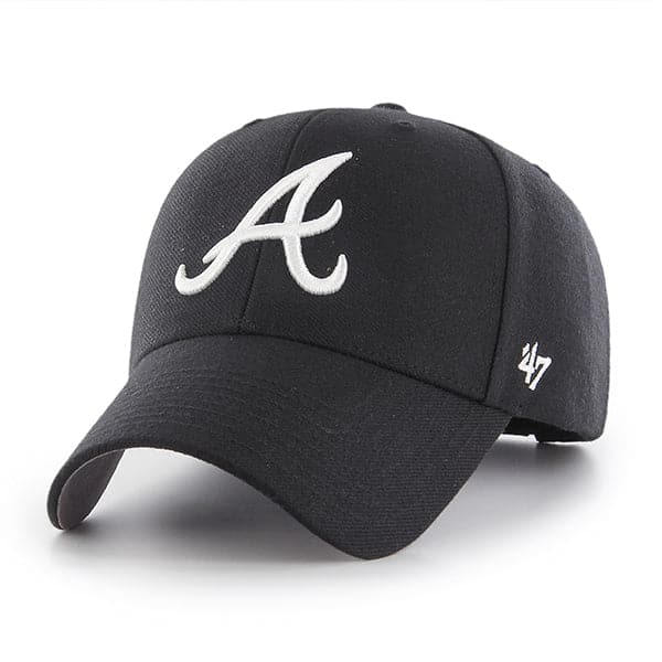 47 Brand Caps Atlanta Braves '47 MLB Black & White MVP Hat - Black