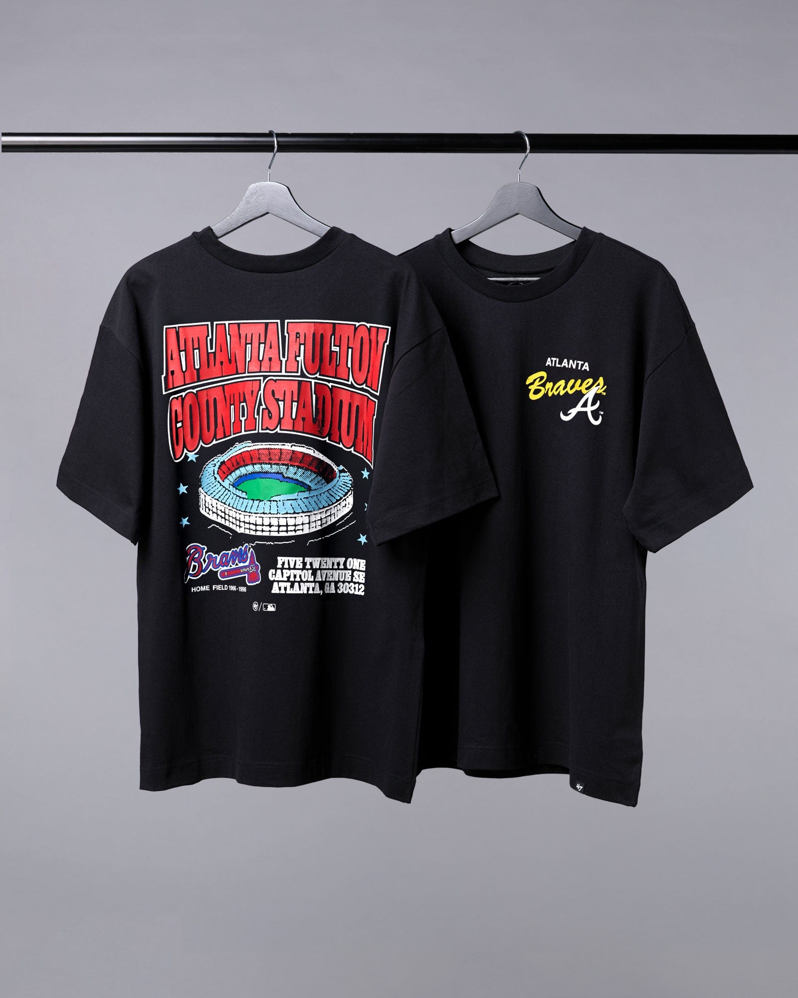 47 Brand T-Shirts Atlanta Braves '47 MLB Stadium Vintage Foundation T-Shirt - Black
