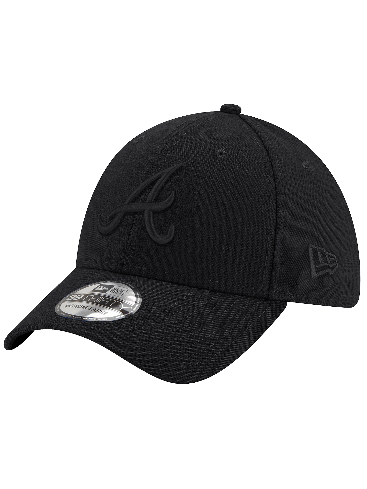 New Era Caps Atlanta Braves New Era MLB Black On Black 39THIRTY Stretch-Fit Hat