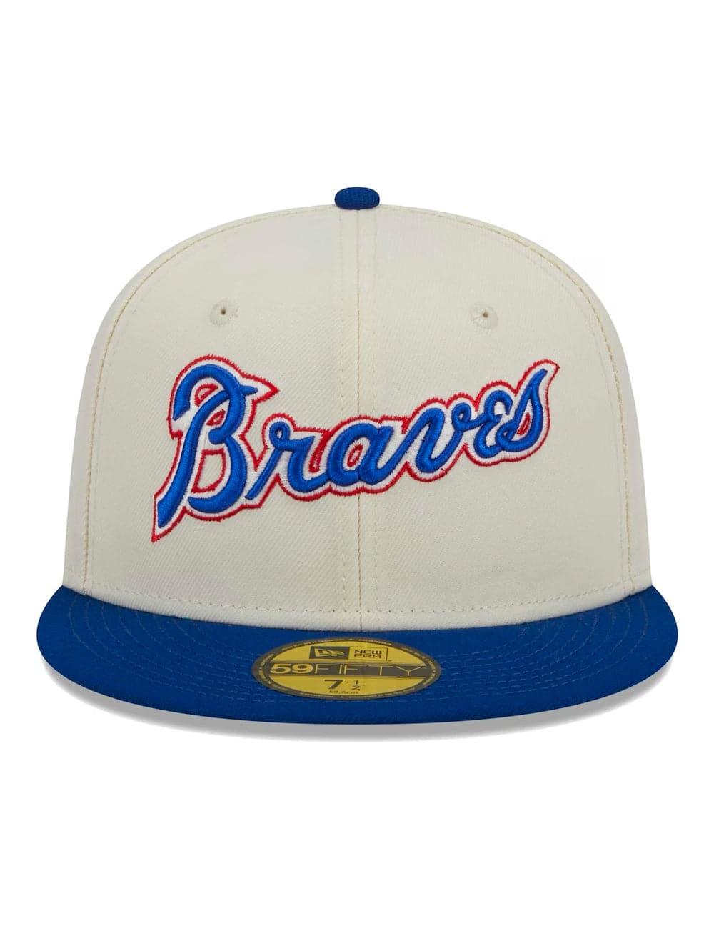 New Era Caps Atlanta Braves New Era MLB Retro Script 59FIFTY Fitted Hat - Beige