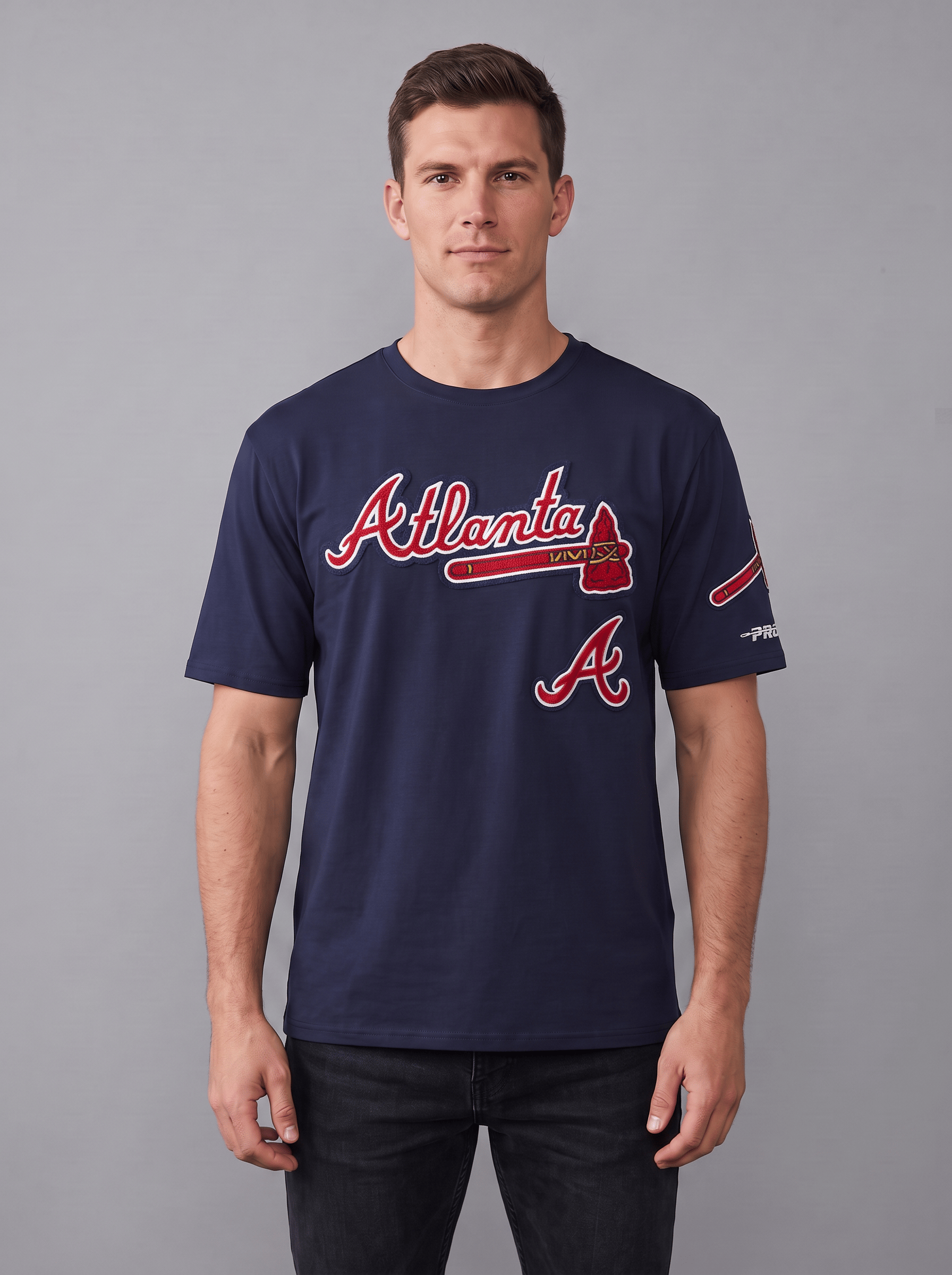 Pro Standard T-Shirts Atlanta Braves Pro Standard MLB Team Classic Chenille Flex T-Shirt - Navy