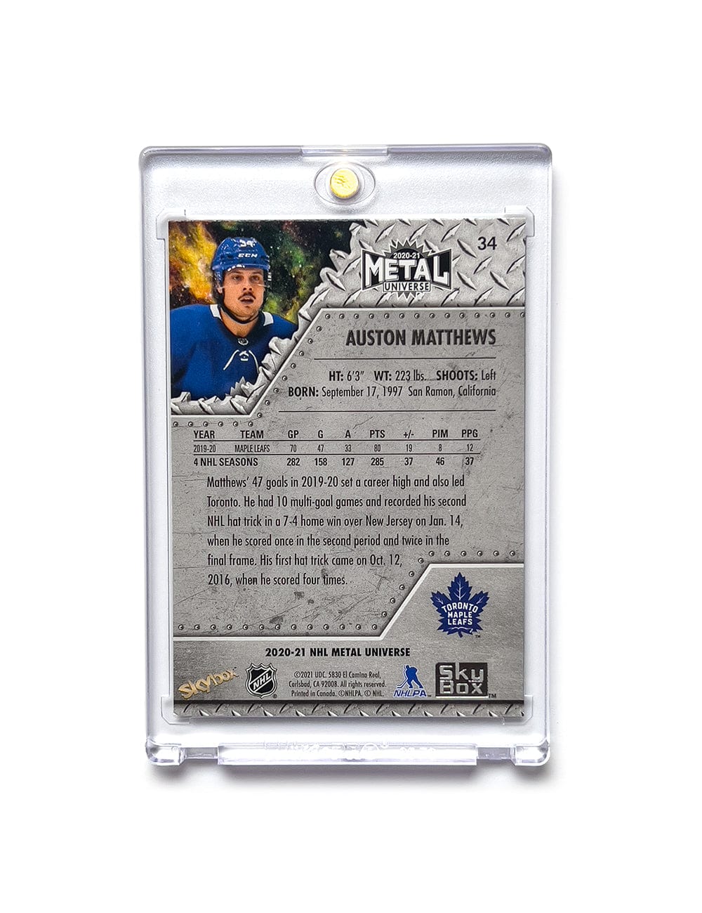 Panini Cards Auston Matthews Toronto Maple Leafs 20-21 Skybox Metal Universe Base Card