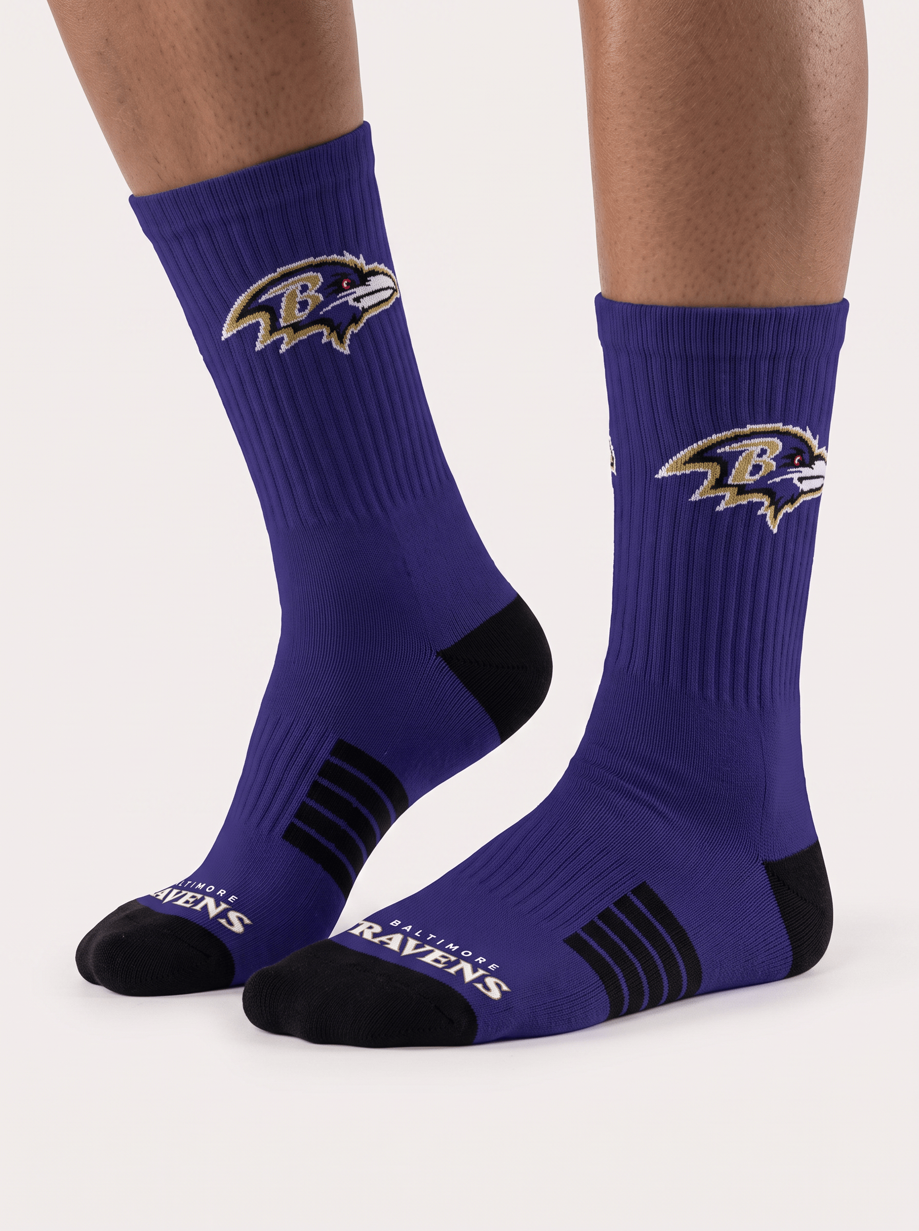 Strideline Socks Large (9-12 US) Baltimore Ravens Strideline NFL Team Premier Flex-Stretch Crew Socks - Purple