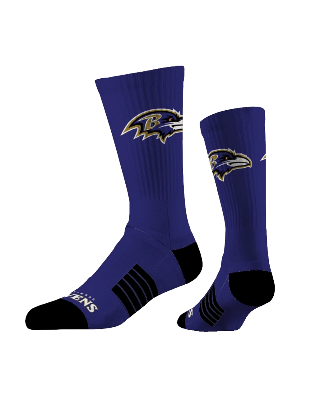 Strideline Socks Large (9-12 US) Baltimore Ravens Strideline NFL Team Premier Flex-Stretch Crew Socks - Purple