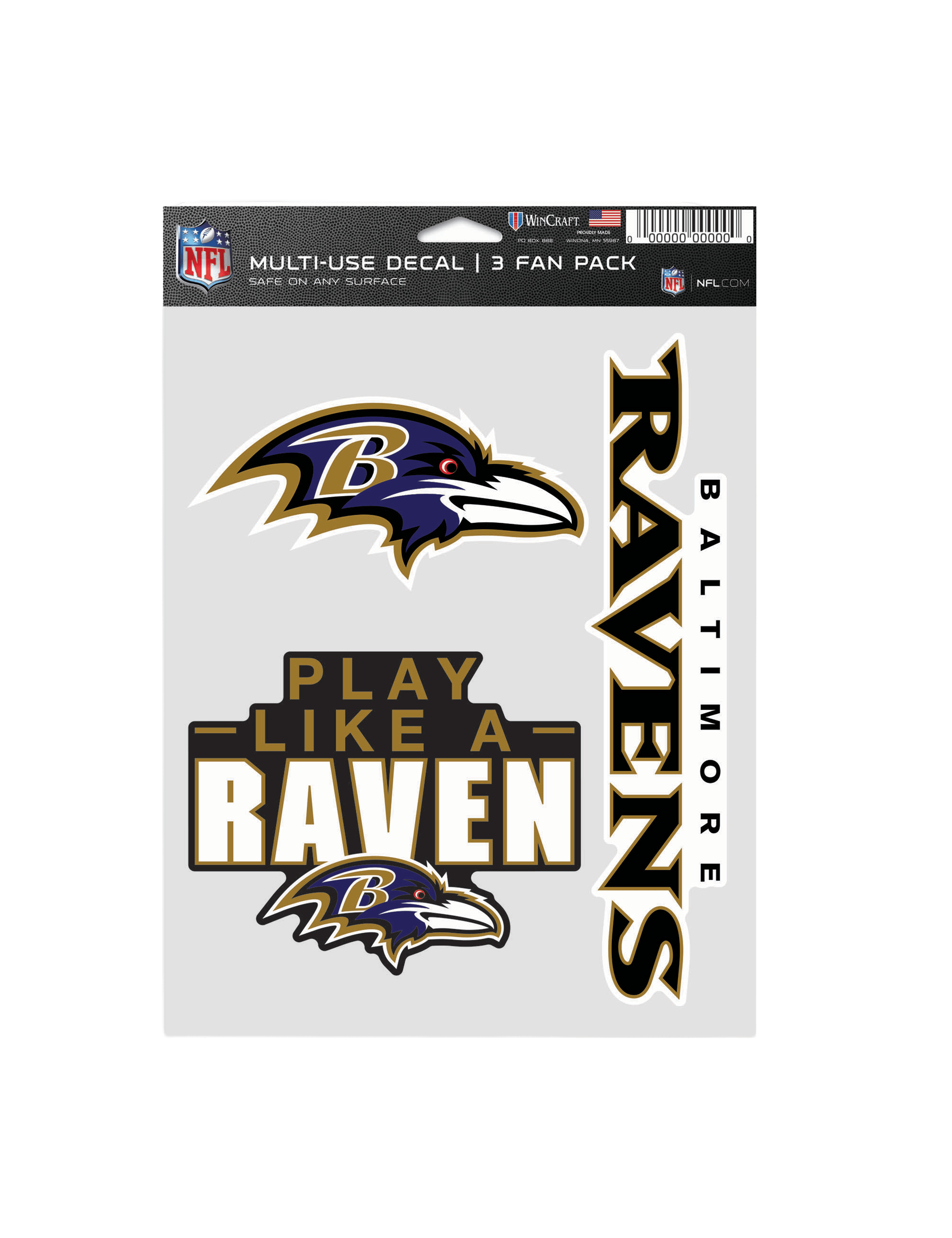 Wincraft Accessories Baltimore Ravens Wincraft NFL Team 3 Piece 5” x 7” Decal Set