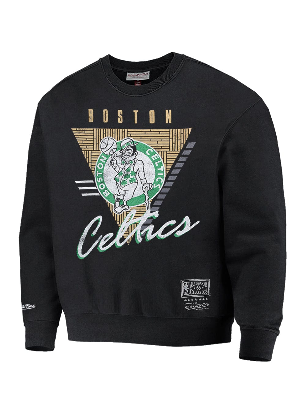 Mitchell And Ness Jumpers Boston Celtics Mitchell & Ness NBA Tri Logo Vintage Crew Jumper - Faded Black