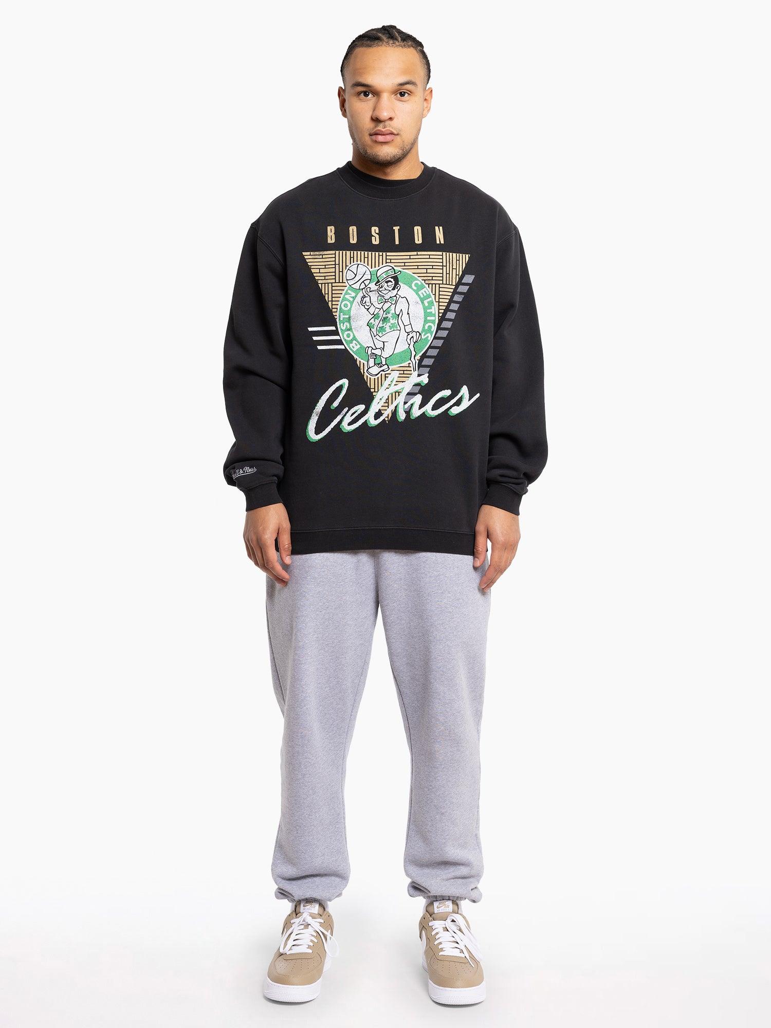 Mitchell And Ness Jumpers Boston Celtics Mitchell & Ness NBA Tri Logo Vintage Crew Jumper - Faded Black