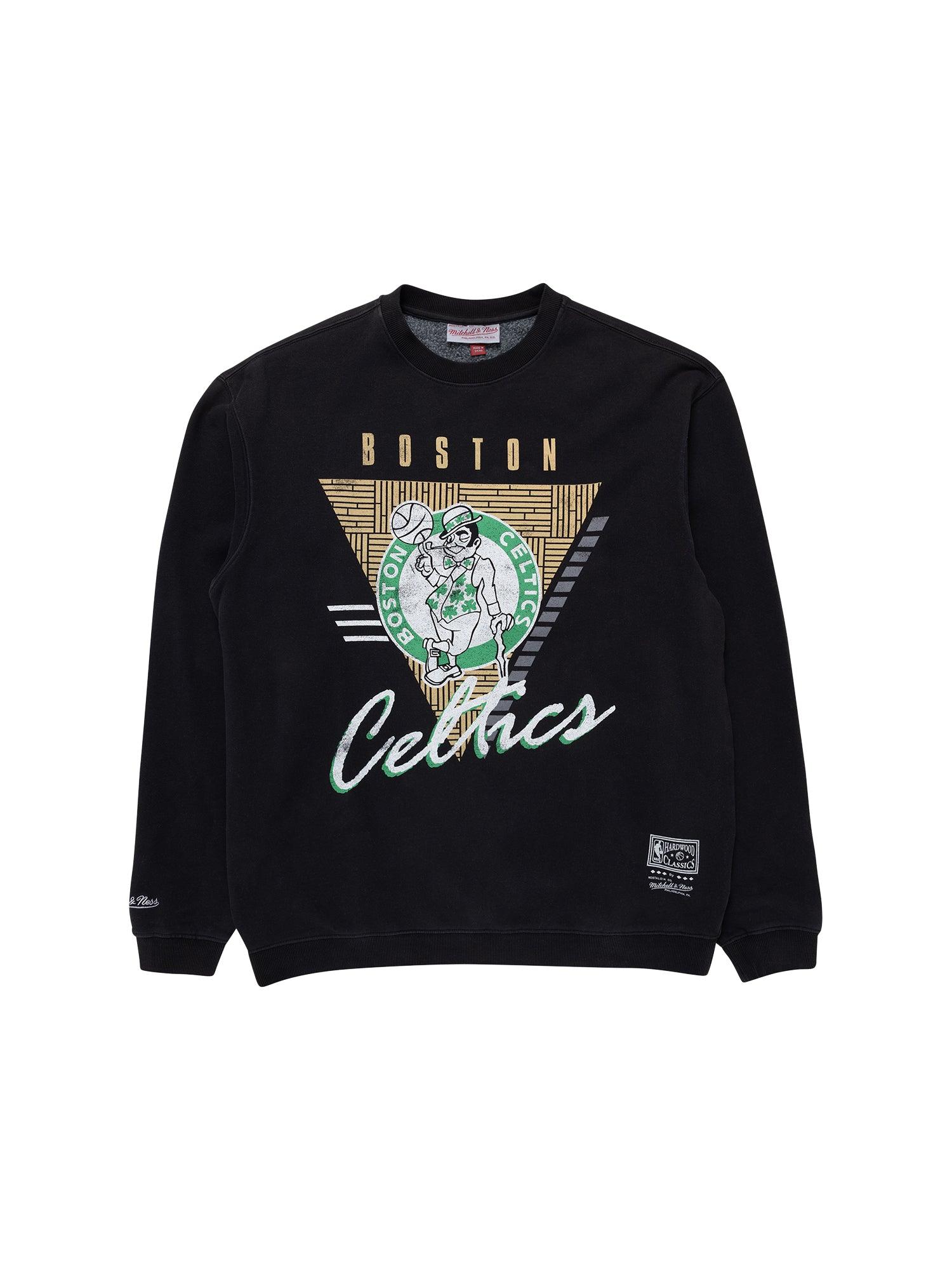 Mitchell And Ness Jumpers Boston Celtics Mitchell & Ness NBA Tri Logo Vintage Crew Jumper - Faded Black