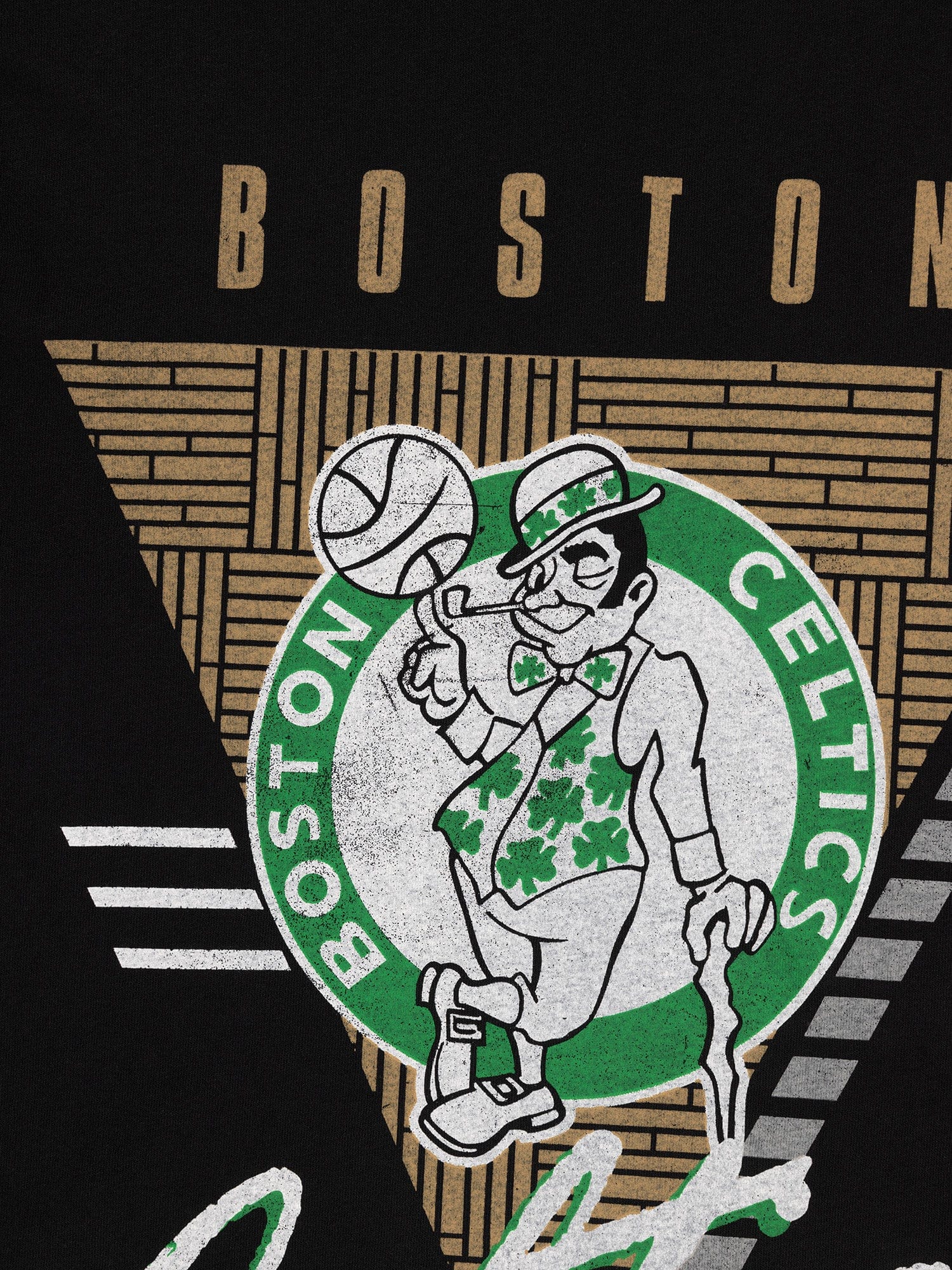 Mitchell And Ness T-Shirts Boston Celtics Mitchell & Ness NBA Tri Logo Vintage T-Shirt - Faded Black