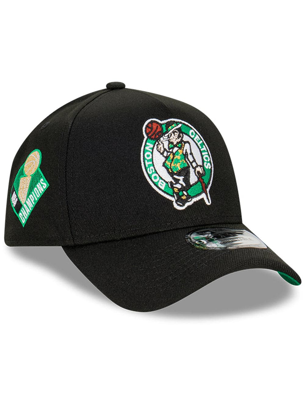New Era Caps Boston Celtics New Era NBA Champs Patch 9FORTY A-Frame Snapback Hat - Black