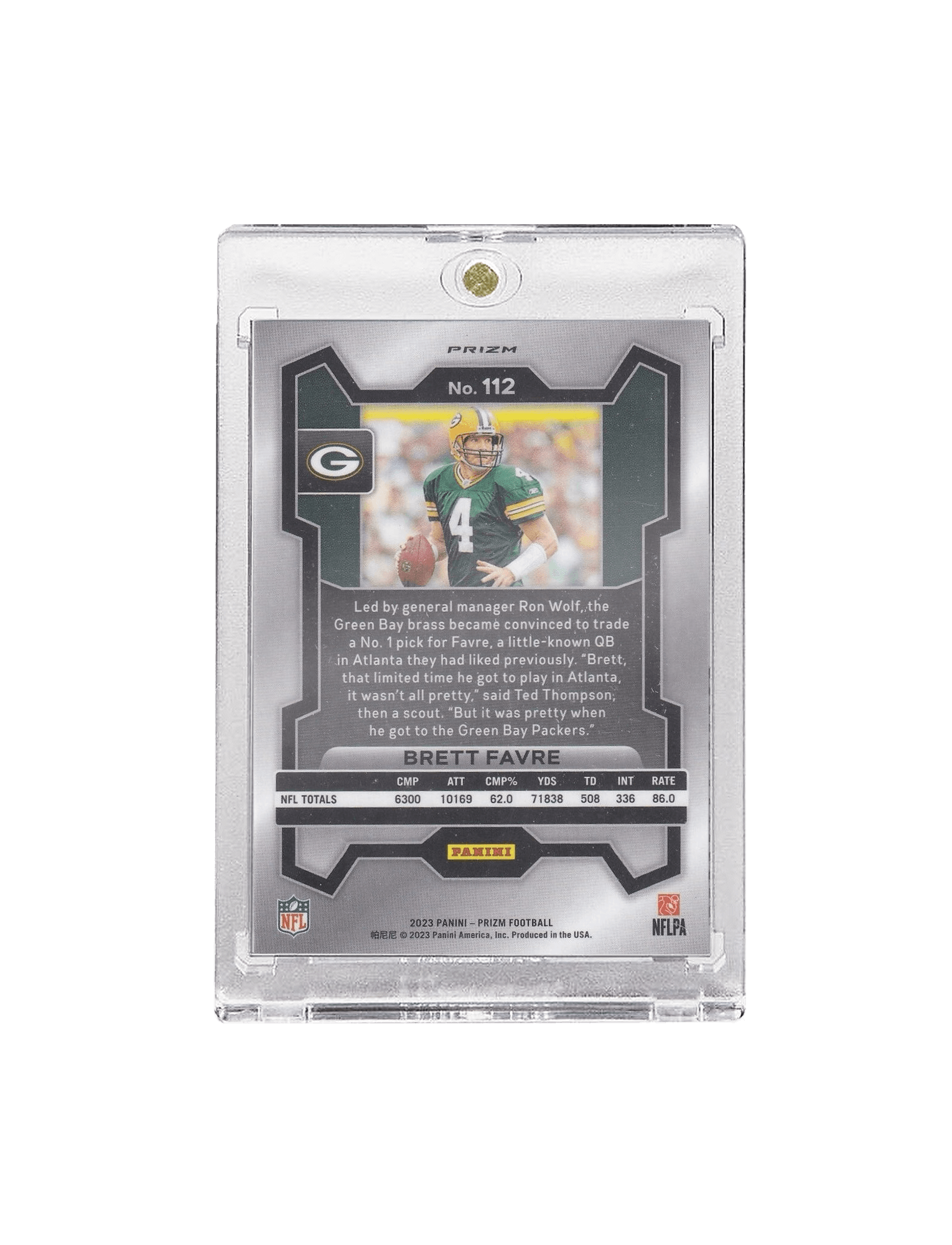 Panini Cards Brett Favre Green Bay Packers Panini NFL Prizm 23 Green Parallel Card