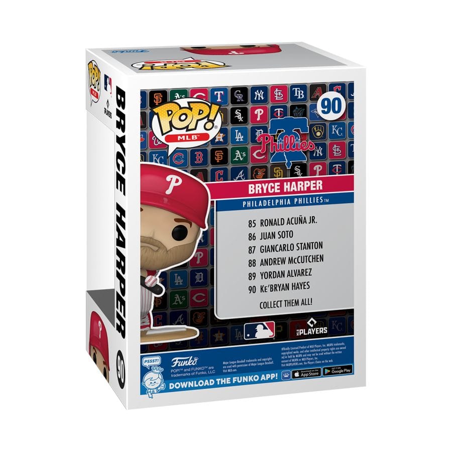 Funko Figures Bryce Harper Philadelphia Phillies Funko MLB #90 Pop Vinyl Figure - White