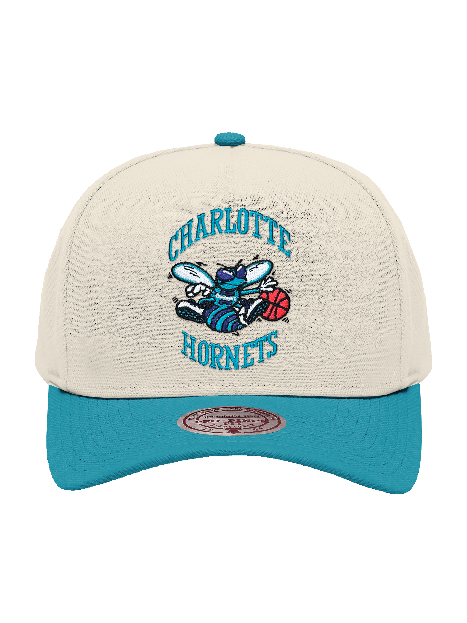 Mitchell And Ness Caps Charlotte Hornets Mitchell & Ness NBA HWC 2T Pro Pinch Snapback Hat - Cream
