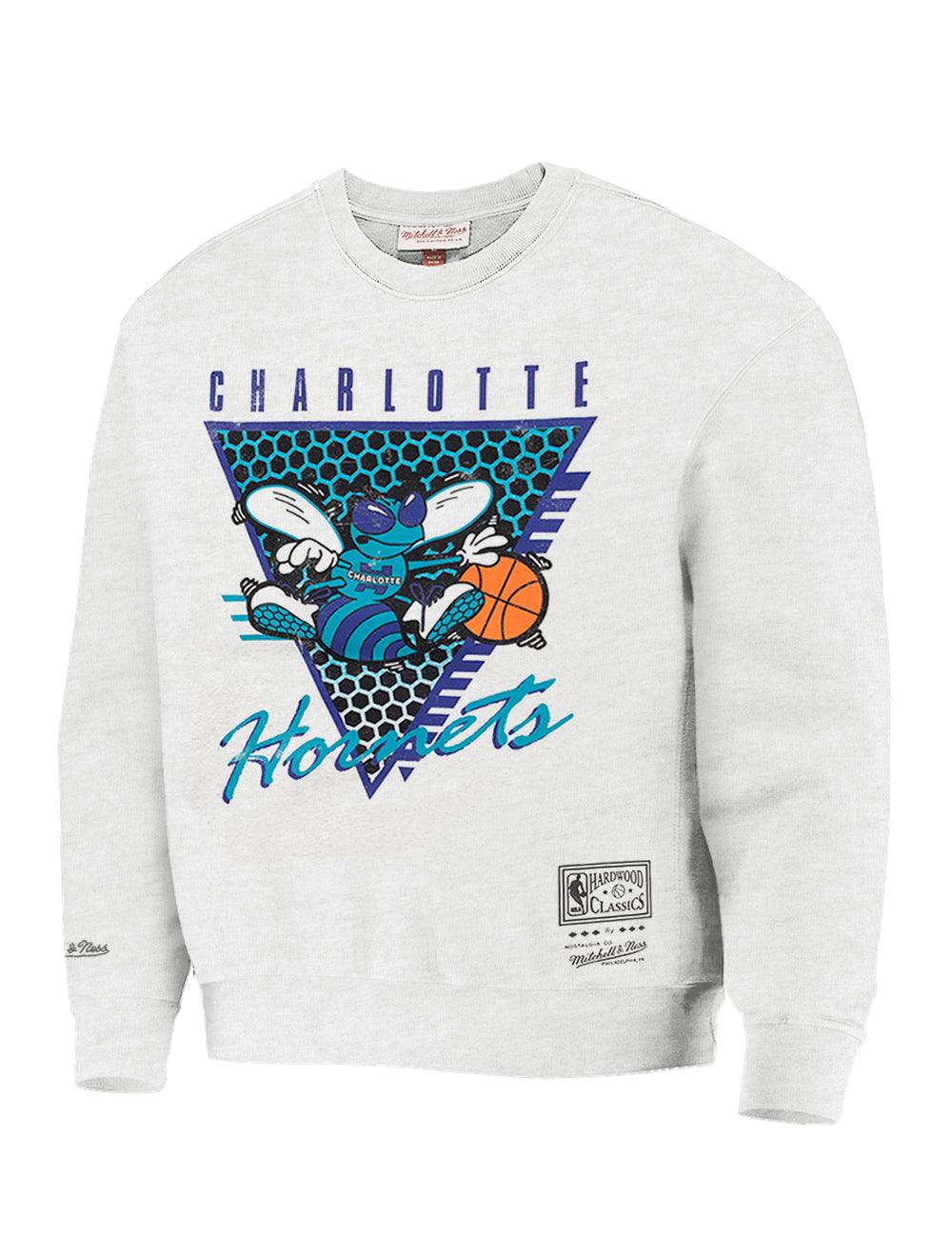 Mitchell And Ness Jumpers Charlotte Hornets Mitchell & Ness NBA Tri Logo Vintage Crew Jumper - Marle
