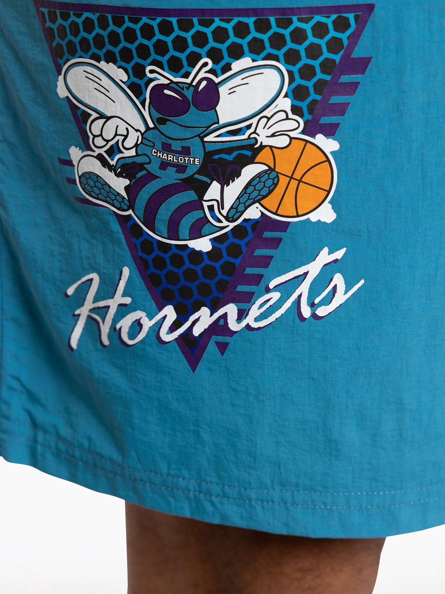 Mitchell And Ness Shorts Charlotte Hornets Mitchell & Ness NBA Where You At Nylon Shorts - Teal