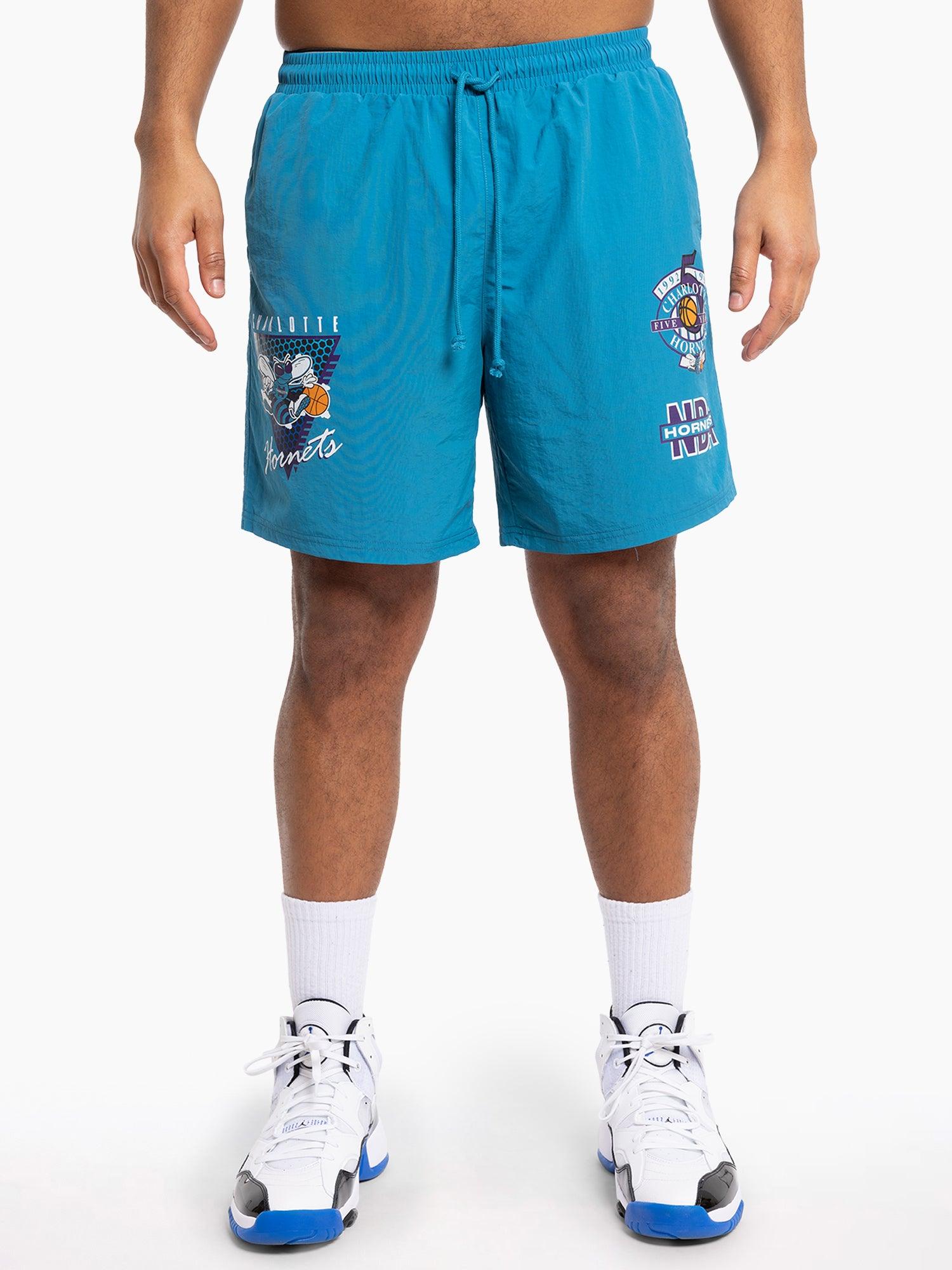 Mitchell And Ness Shorts Charlotte Hornets Mitchell & Ness NBA Where You At Nylon Shorts - Teal