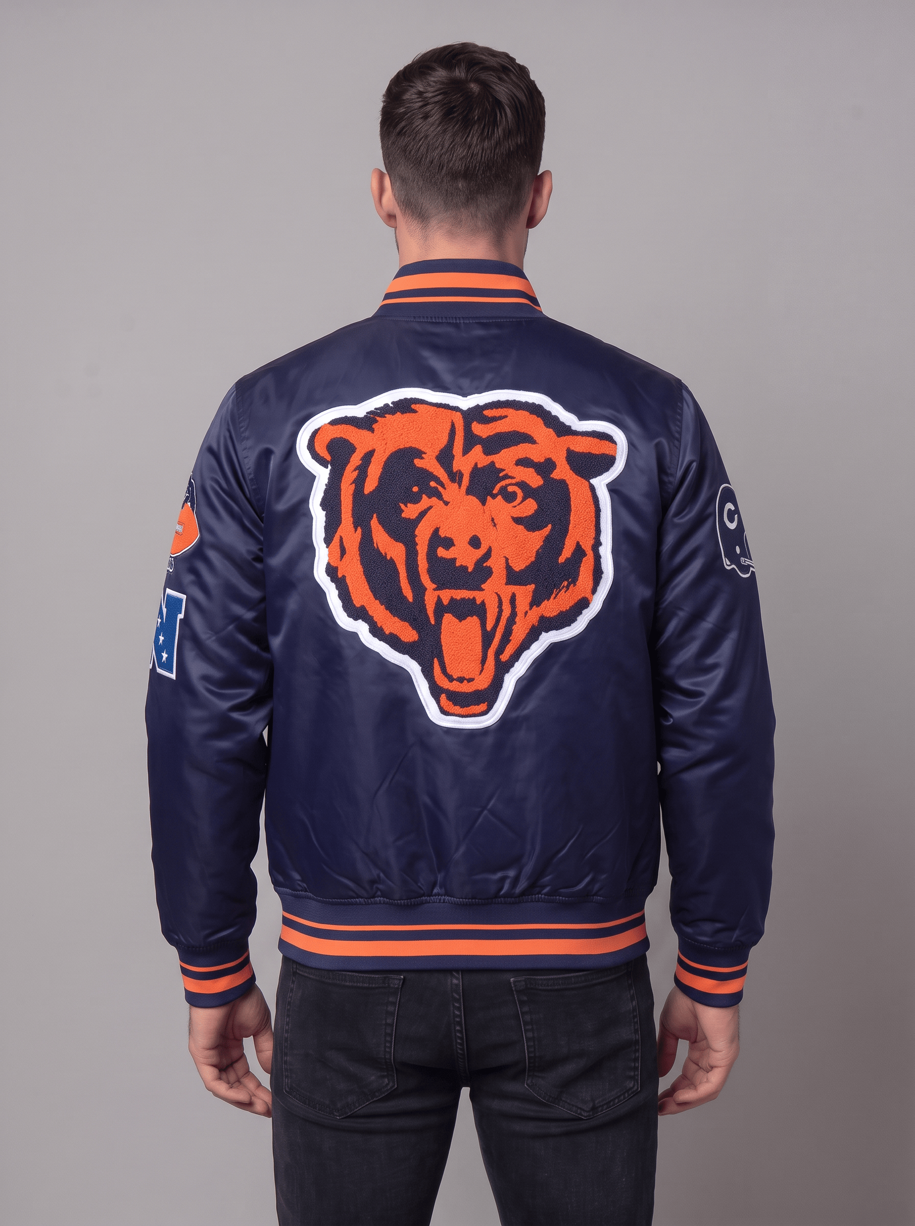 Pro Standard Jackets Chicago Bears Pro Standard NFL Retro Classic Lightweight Satin Jacket - Navy
