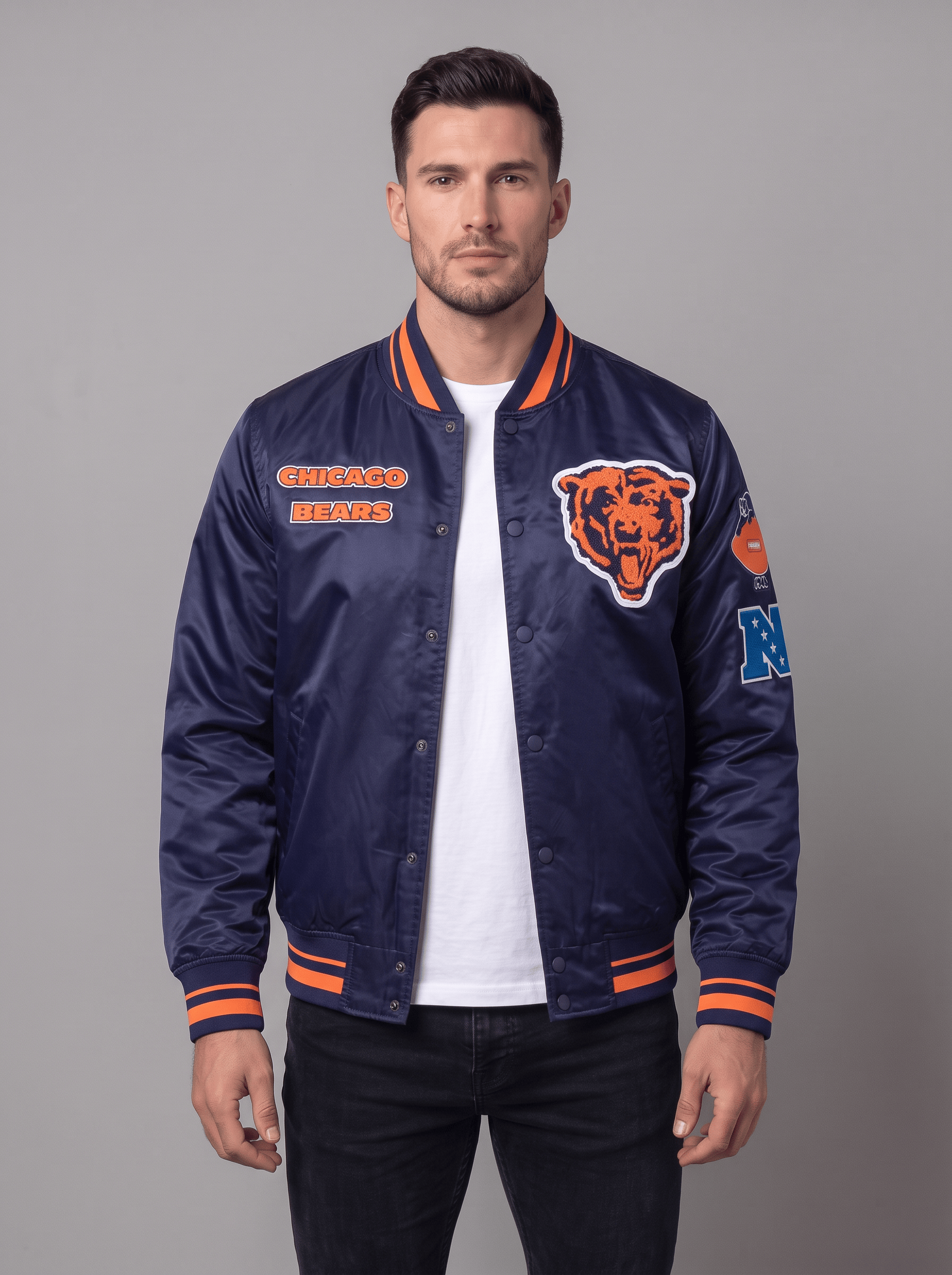 Pro Standard Jackets Chicago Bears Pro Standard NFL Retro Classic Lightweight Satin Jacket - Navy