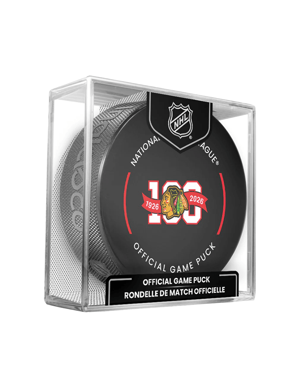 Inglasco Pucks Chicago Blackhawks 100th Ann Inglasco NHL 25-26 Game Hockey Puck In Cube