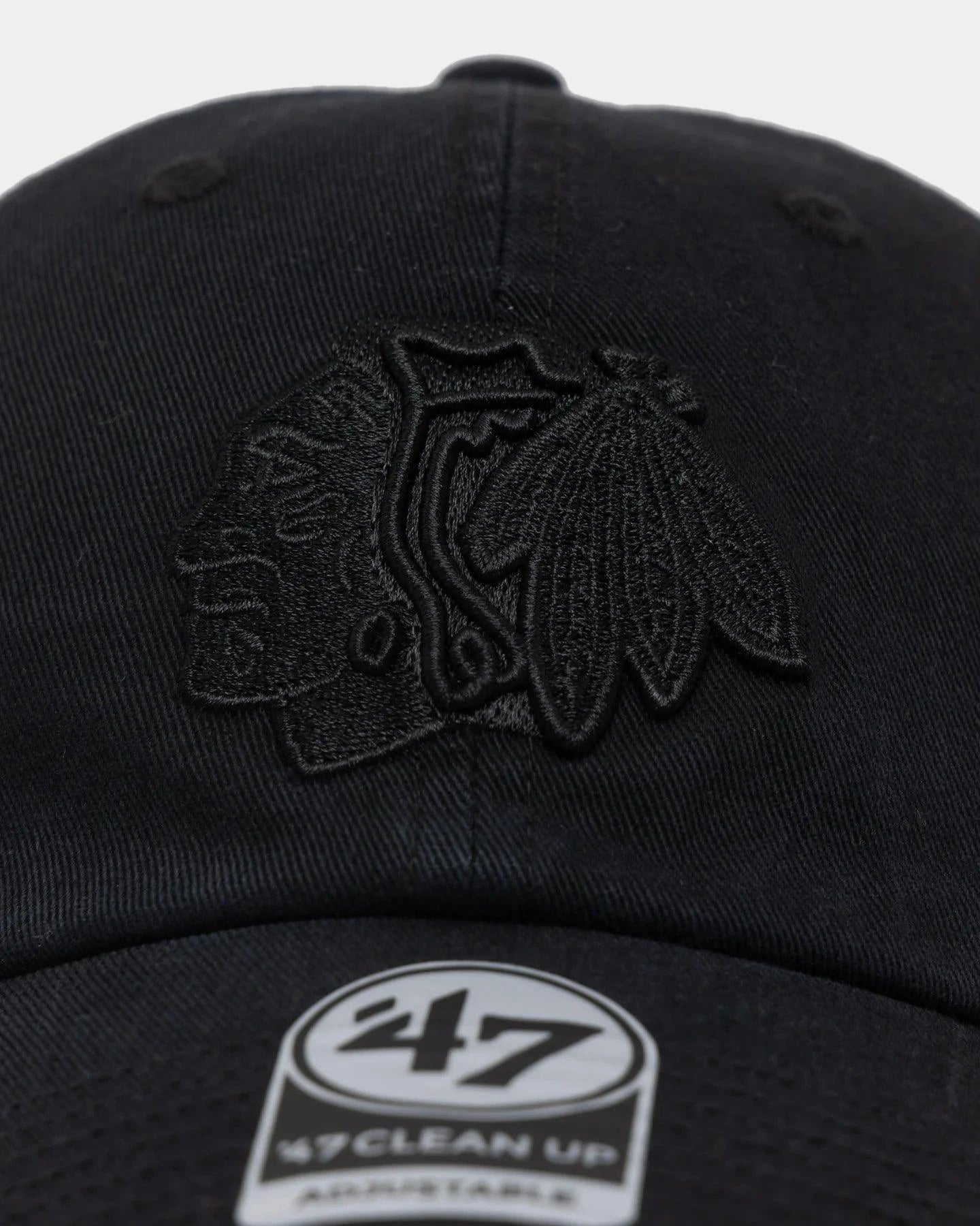 47 Brand Caps Chicago Blackhawks '47 NHL Black On Black Clean Up Strapback Hat