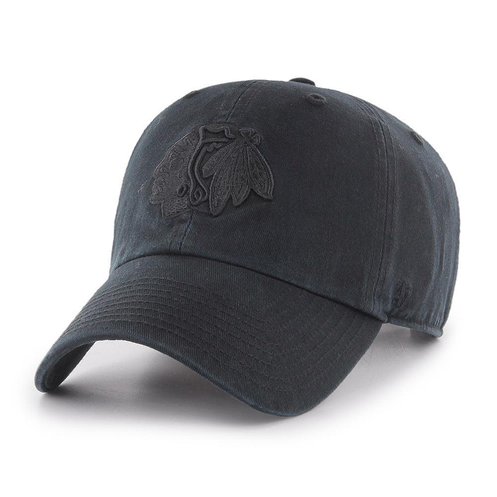 47 Brand Caps Chicago Blackhawks '47 NHL Black On Black Clean Up Strapback Hat