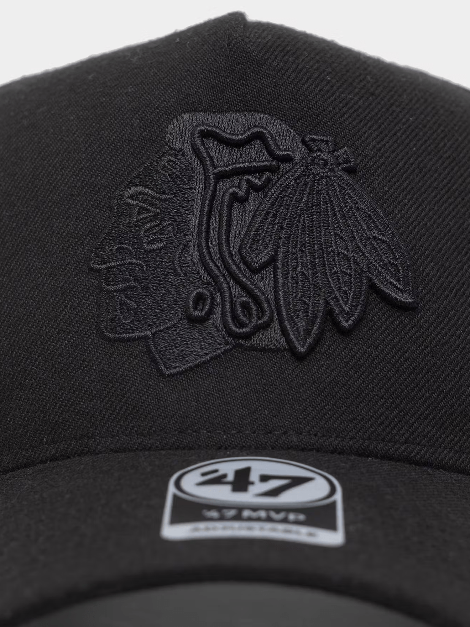 47 Brand Caps Chicago Blackhawks '47 NHL Black On Black MVP DT Snapback Hat